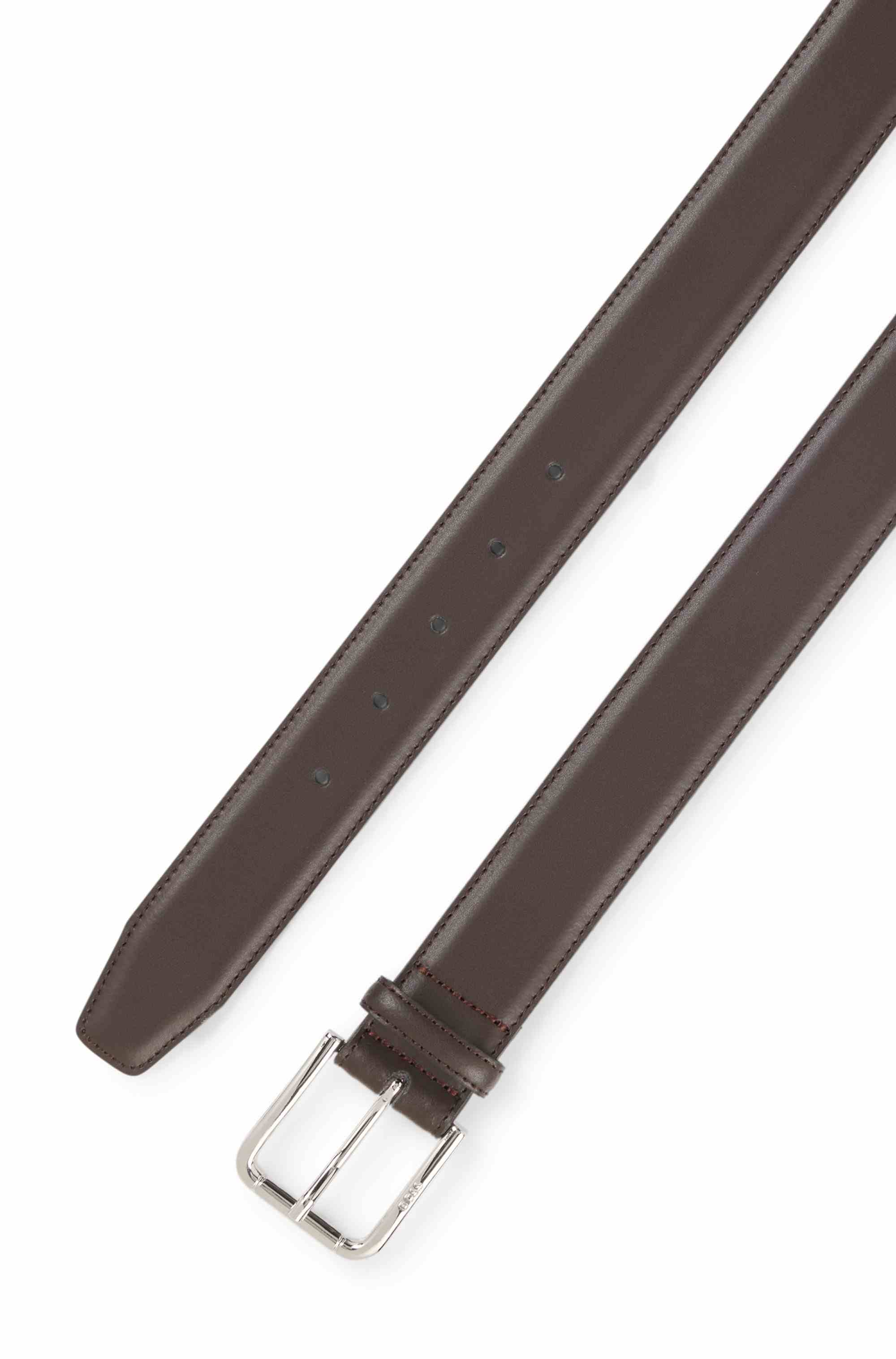 Italian-made leather belt with logo buckle