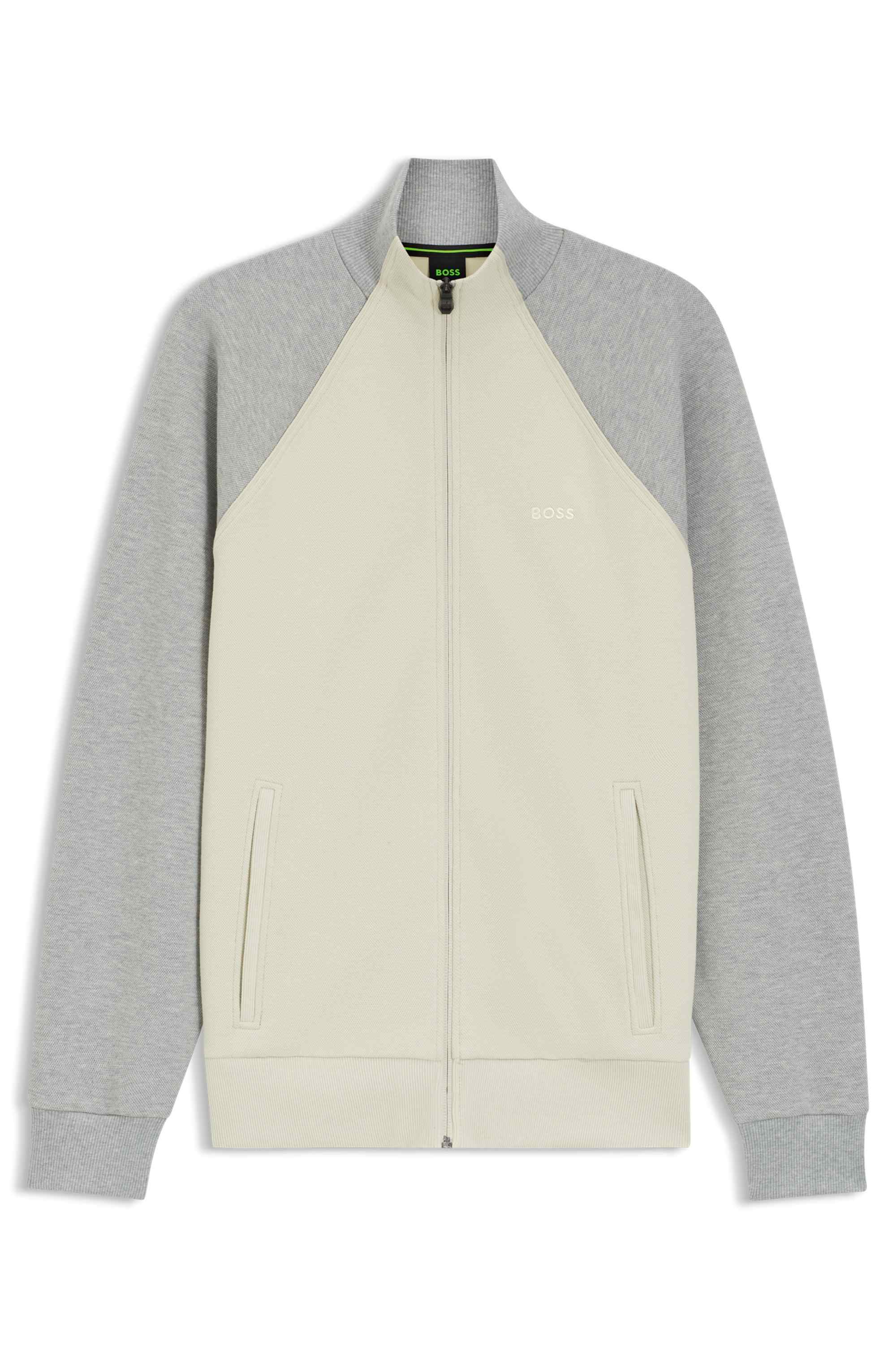 Cotton-blend sweatshirt with contrast piping
