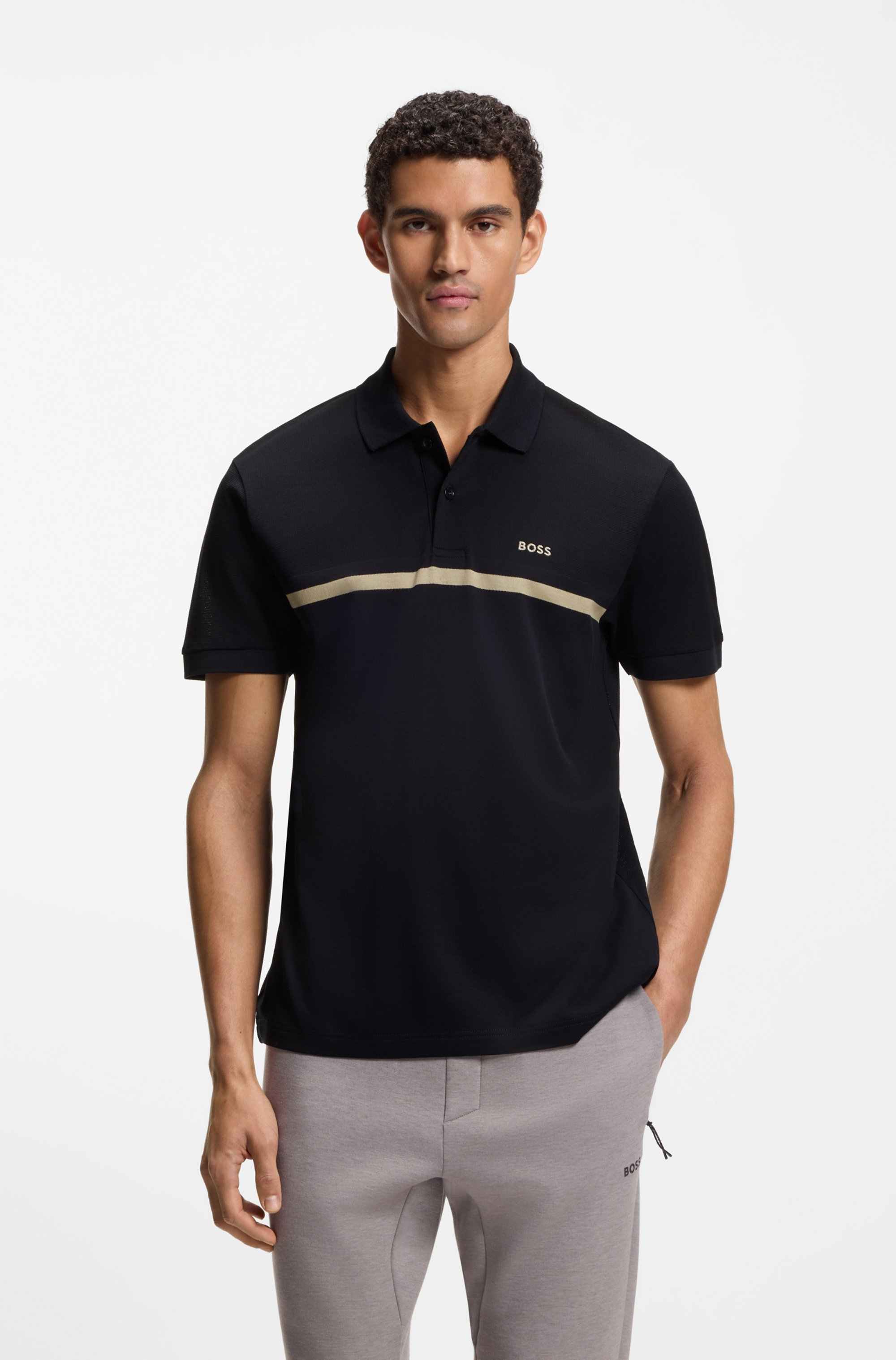 Paddy polo shirt in cotton with horizontal stripe
