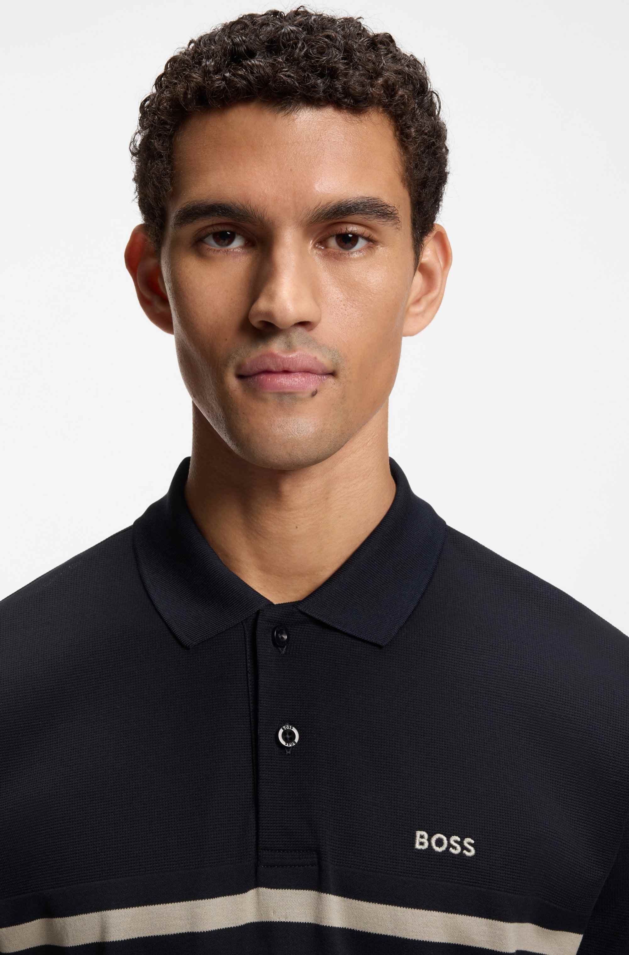 Paddy polo shirt in cotton with horizontal stripe