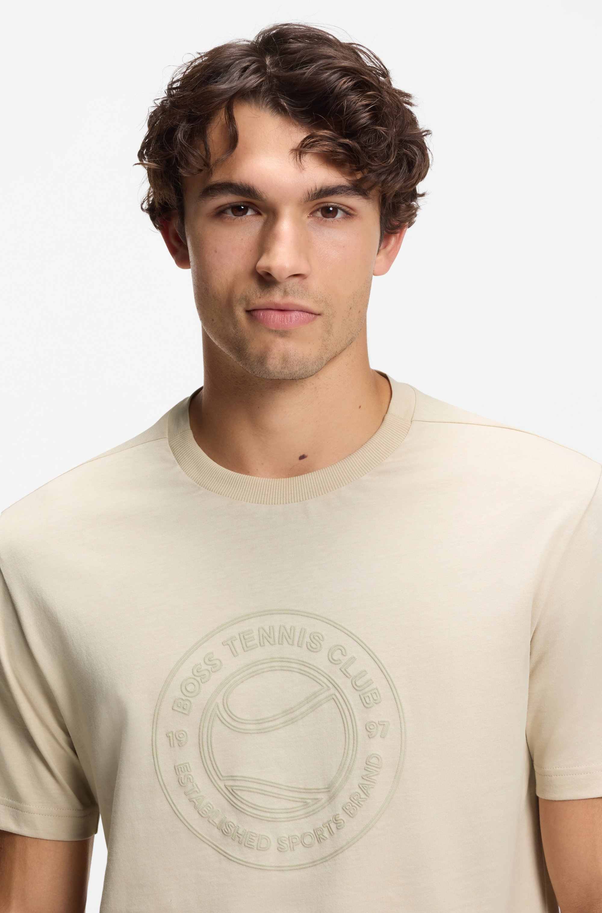 Cotton-jersey T-shirt with tennis-themed artwork