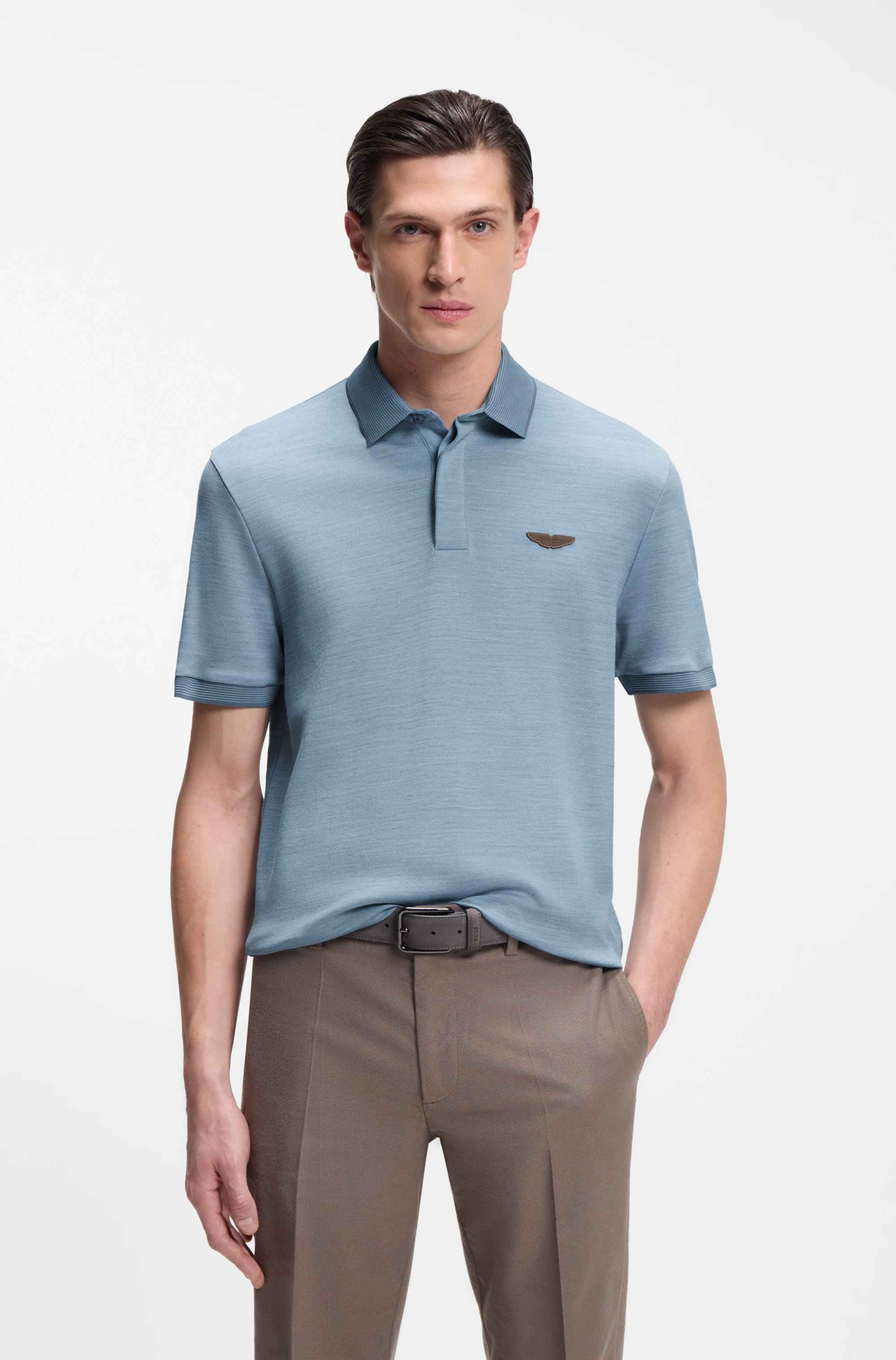 BOSS x ASTON MARTIN polo shirt in wool-cotton piqué