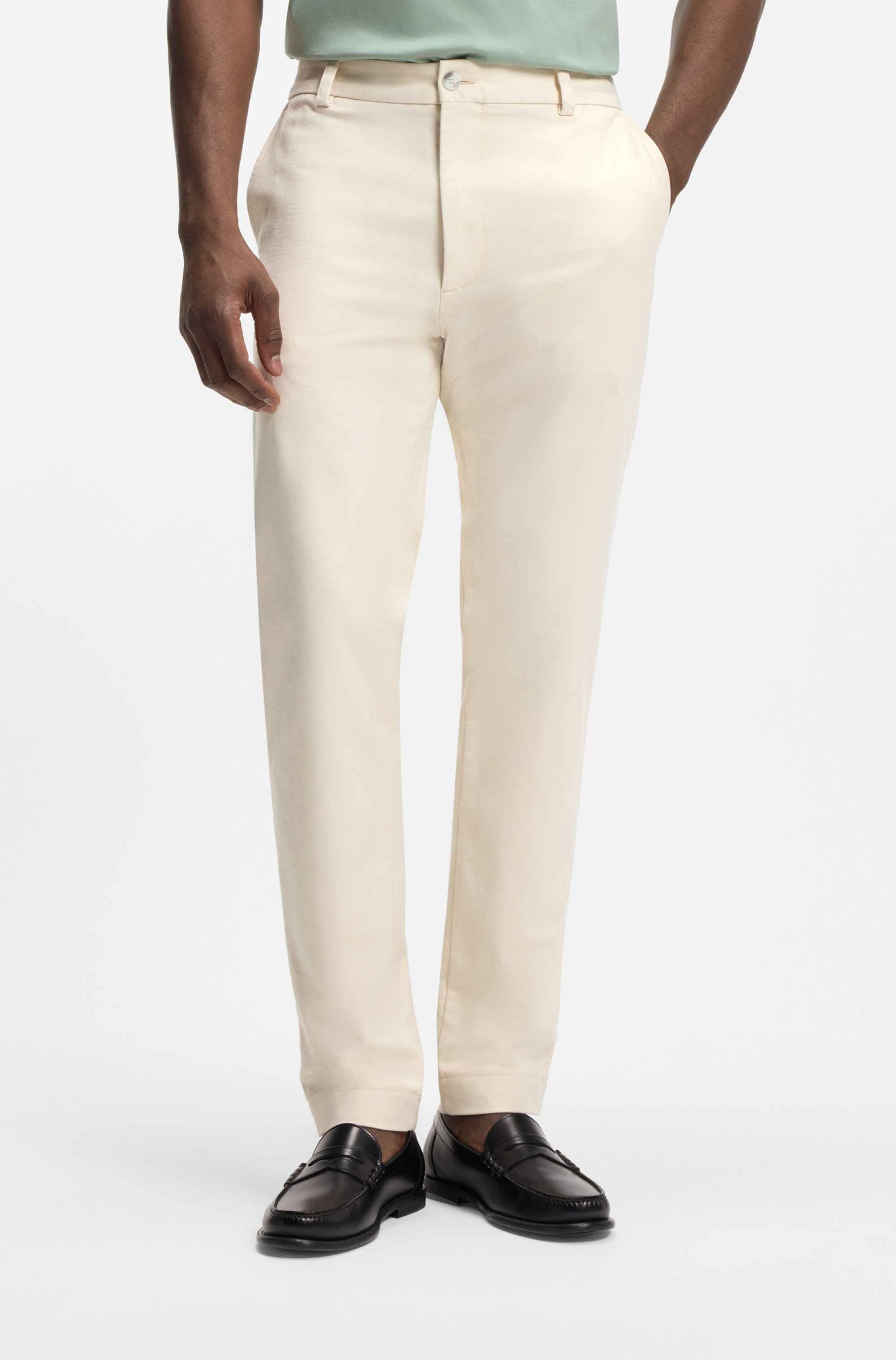 Modern-fit trousers in easy-iron cotton-blend twill