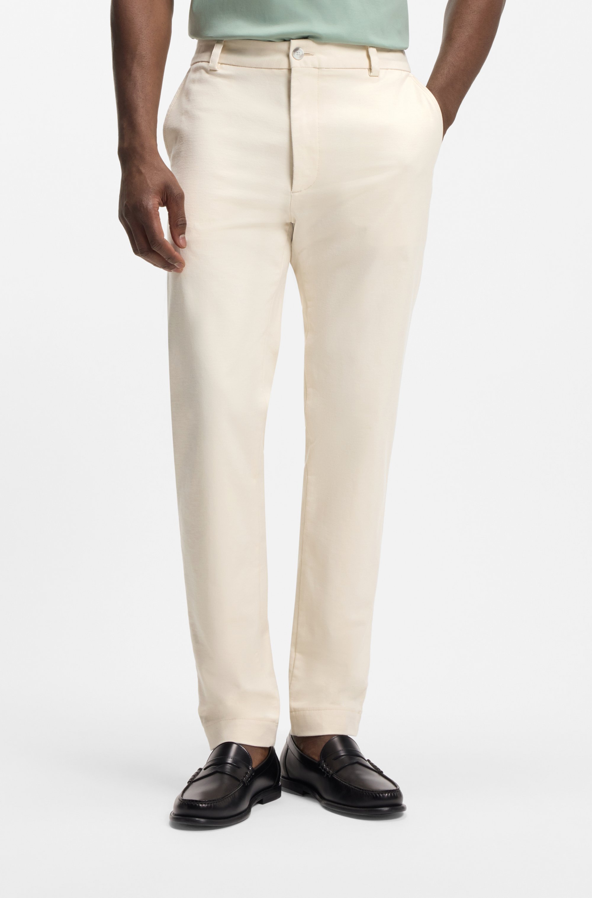 Modern-fit trousers in easy-iron cotton-blend twill