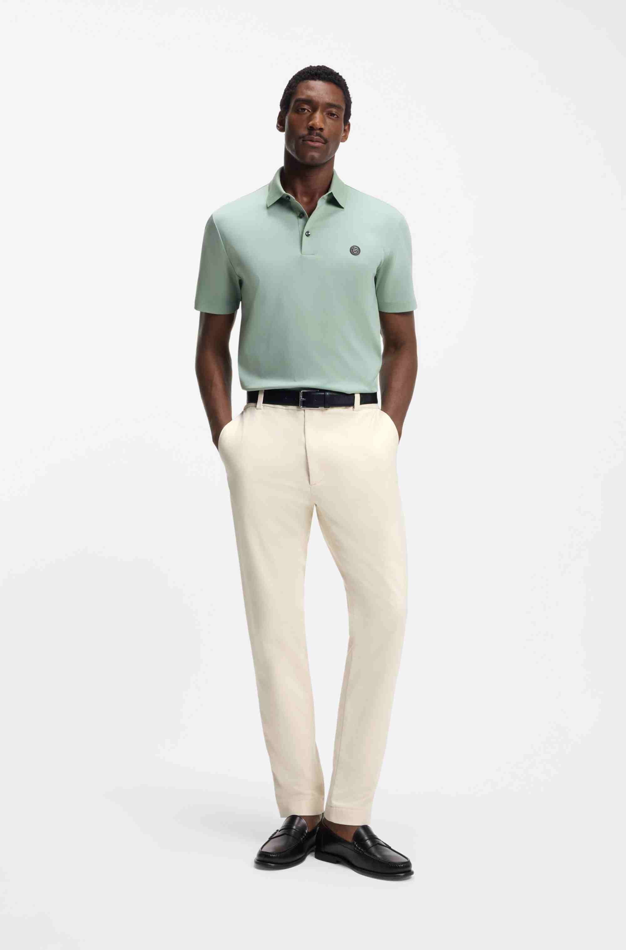 Modern-fit trousers in easy-iron cotton-blend twill