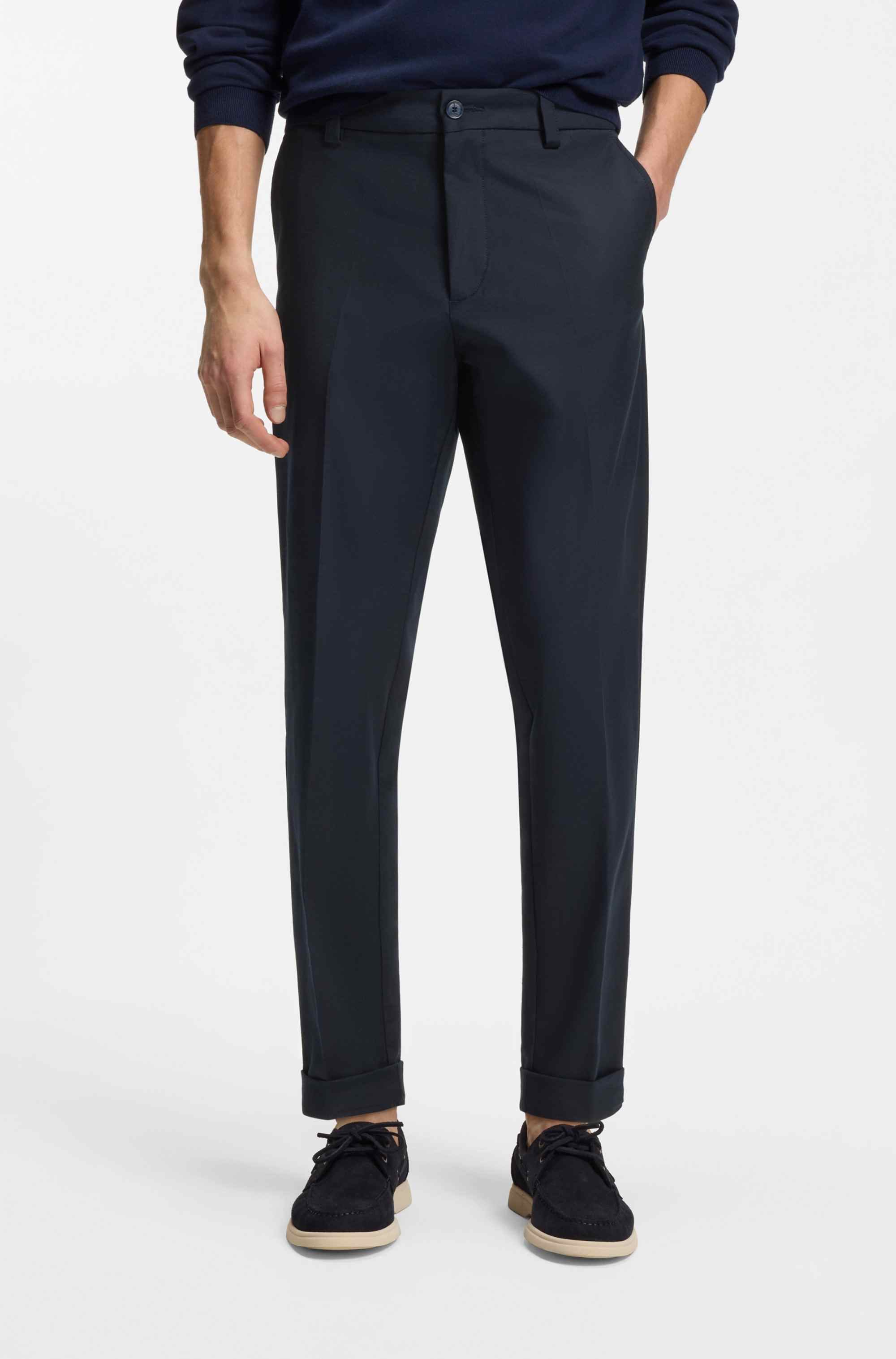 Modern-fit trousers in easy-iron cotton-blend twill
