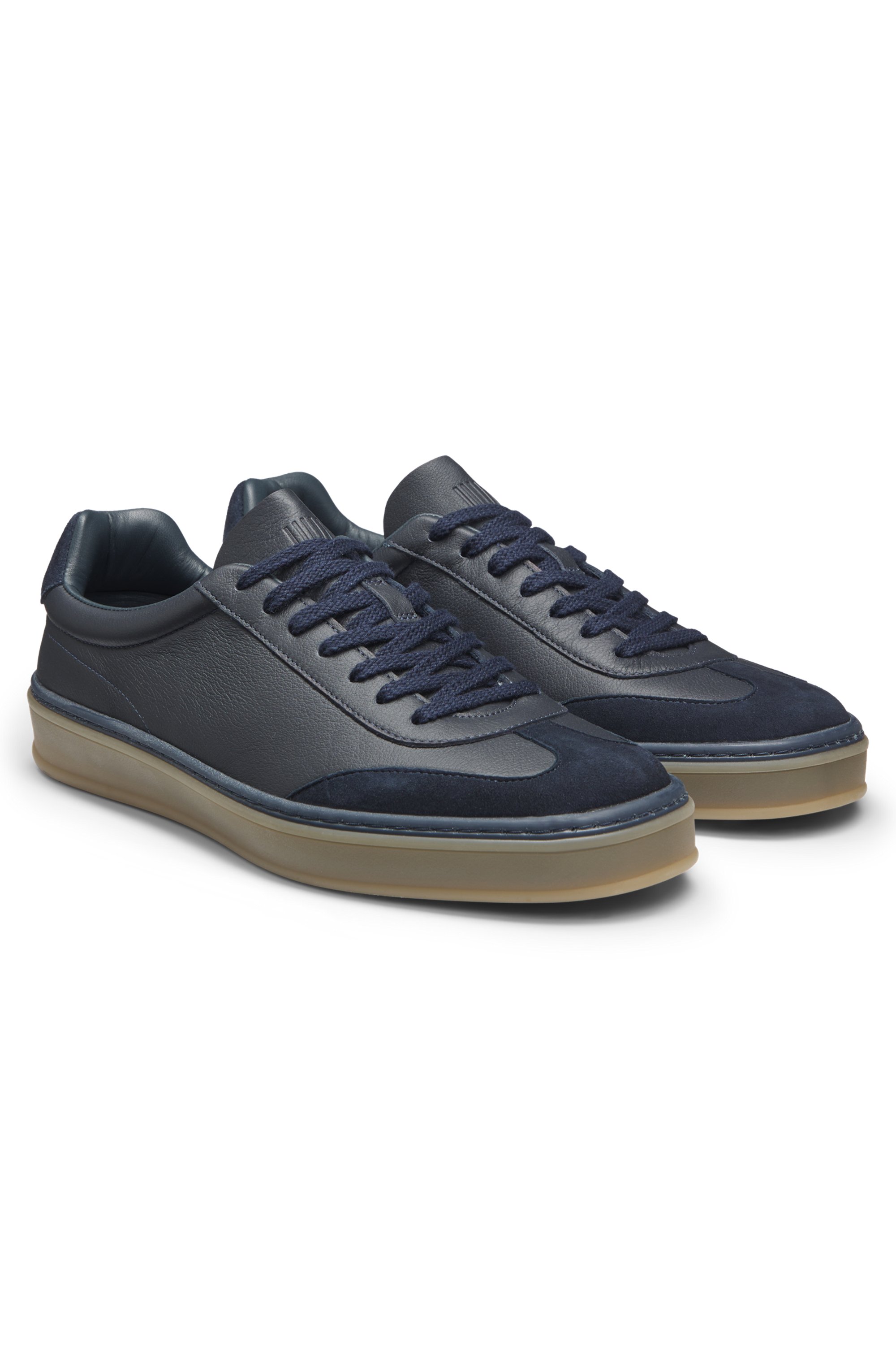 BECKHAM x BOSS grained-leather trainers with suede trims