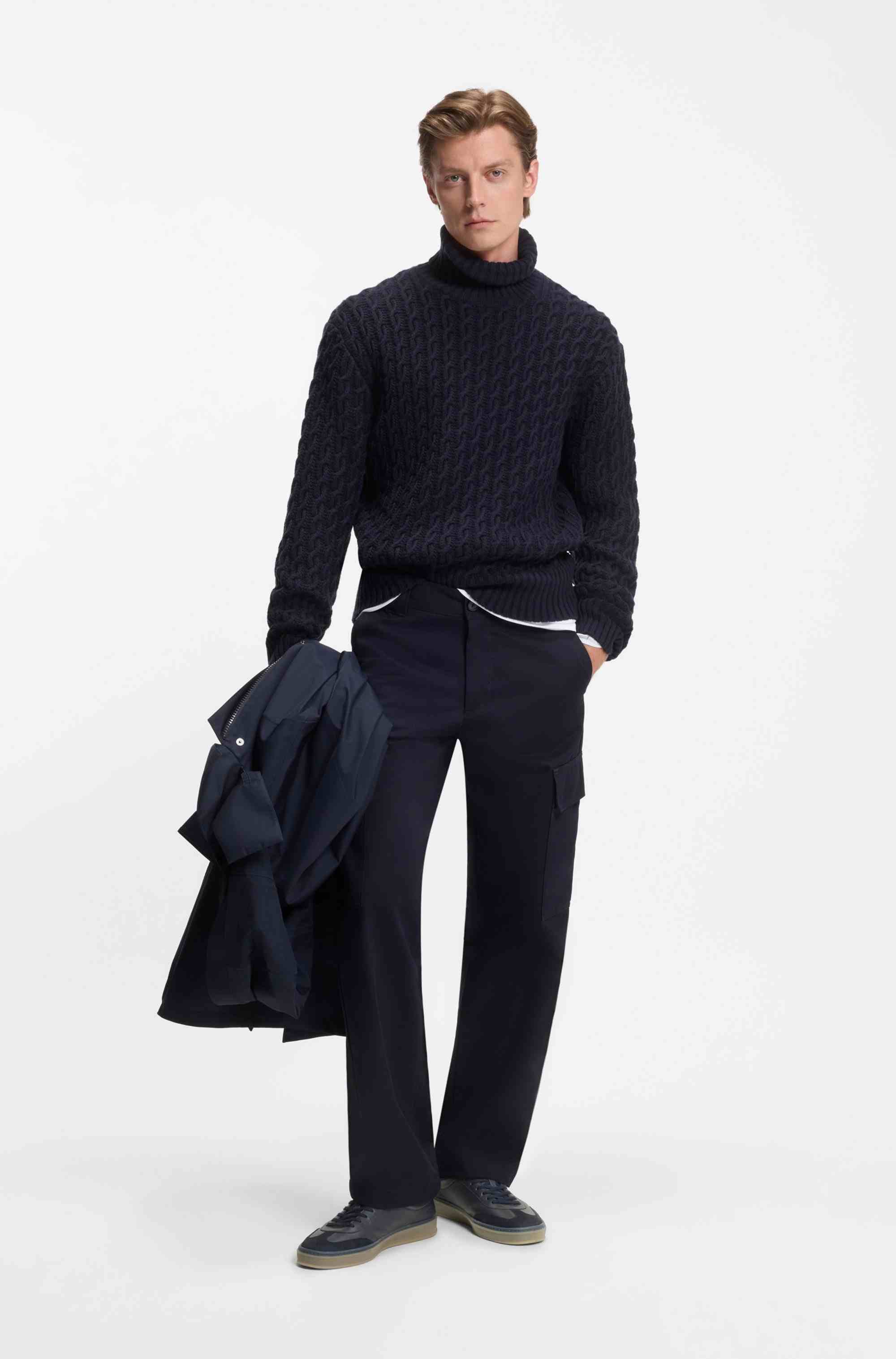 BECKHAM x BOSS grained-leather trainers with suede trims