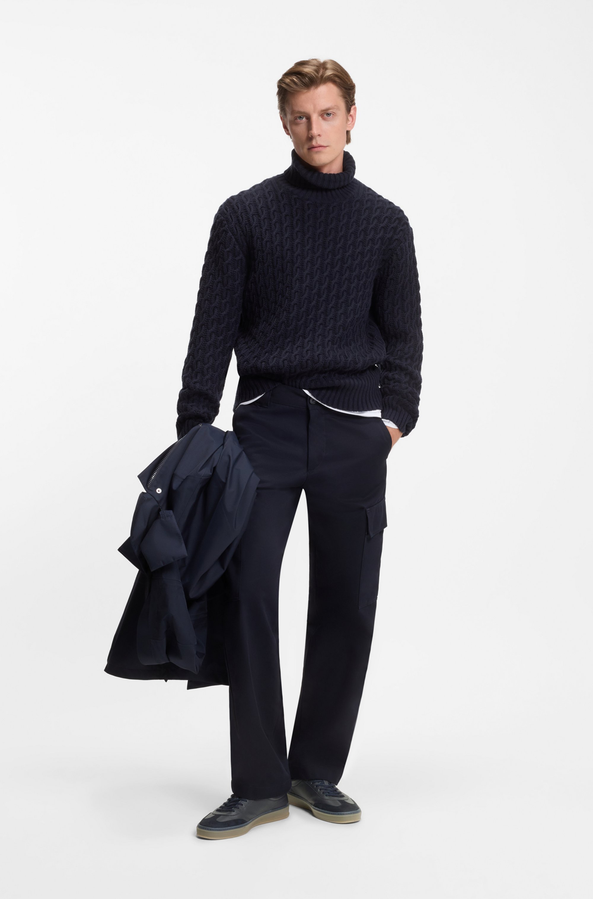 BECKHAM x BOSS grained-leather trainers with suede trims