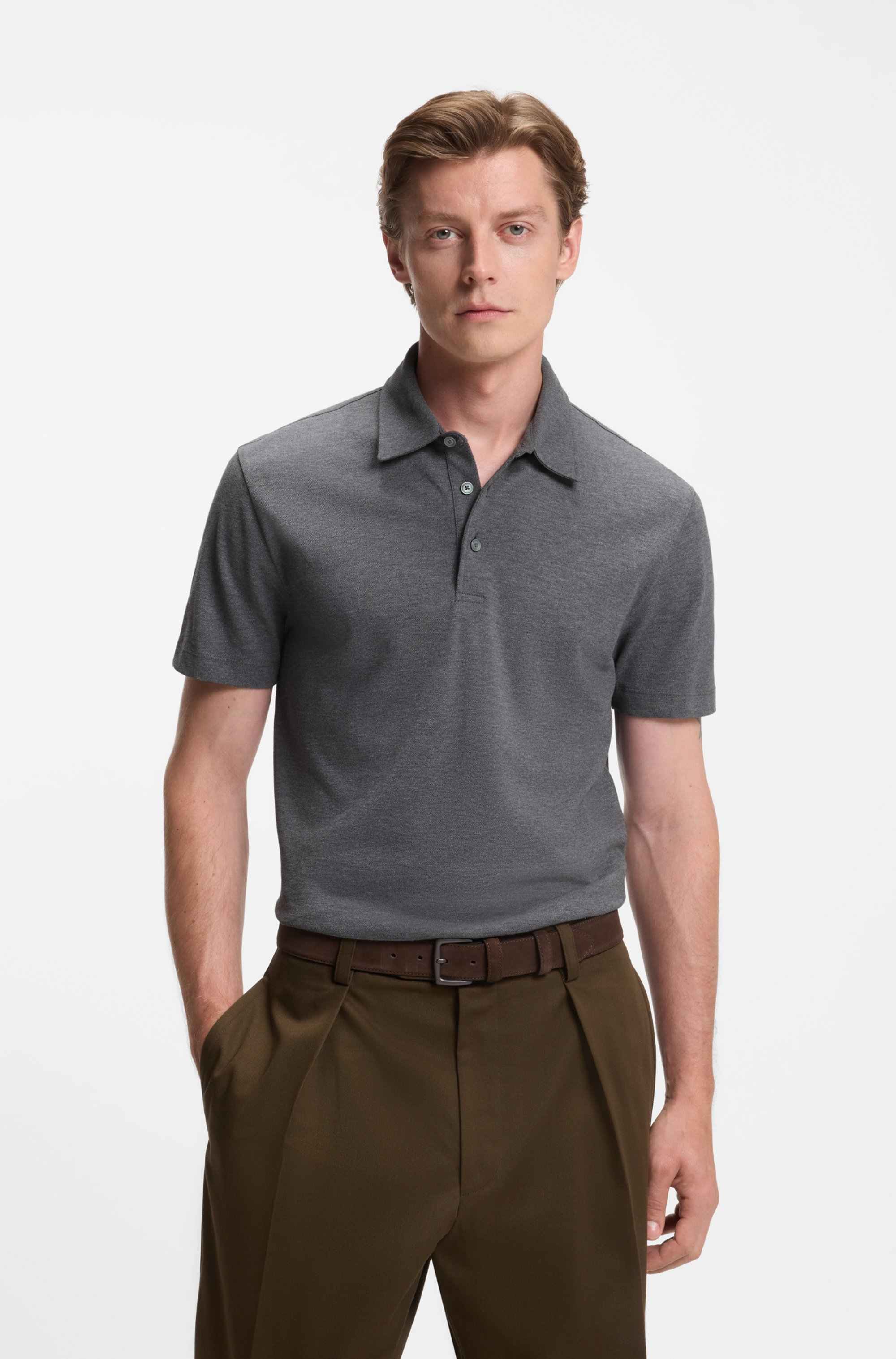 BECKHAM x BOSS polo shirt in cotton and silk
