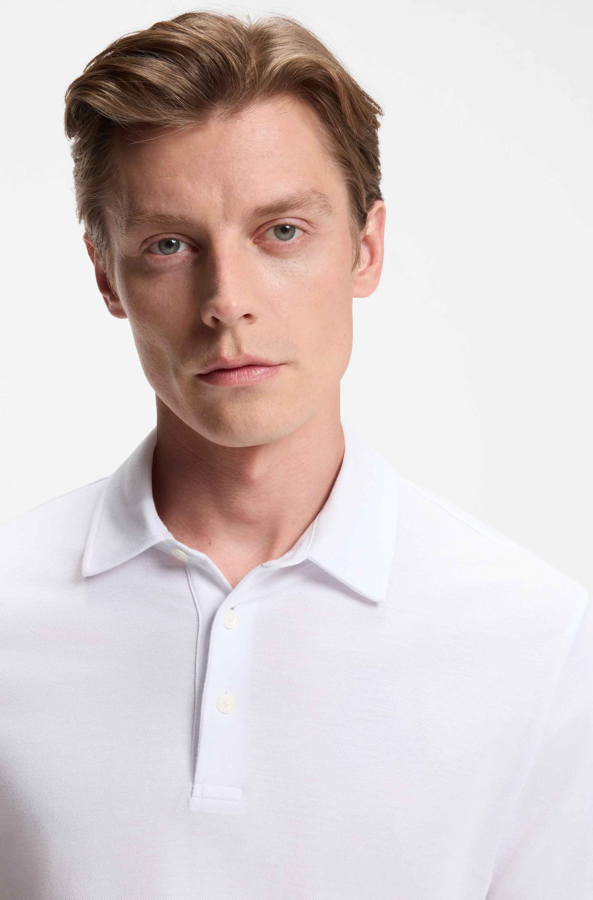 BECKHAM x BOSS polo shirt in cotton and silk