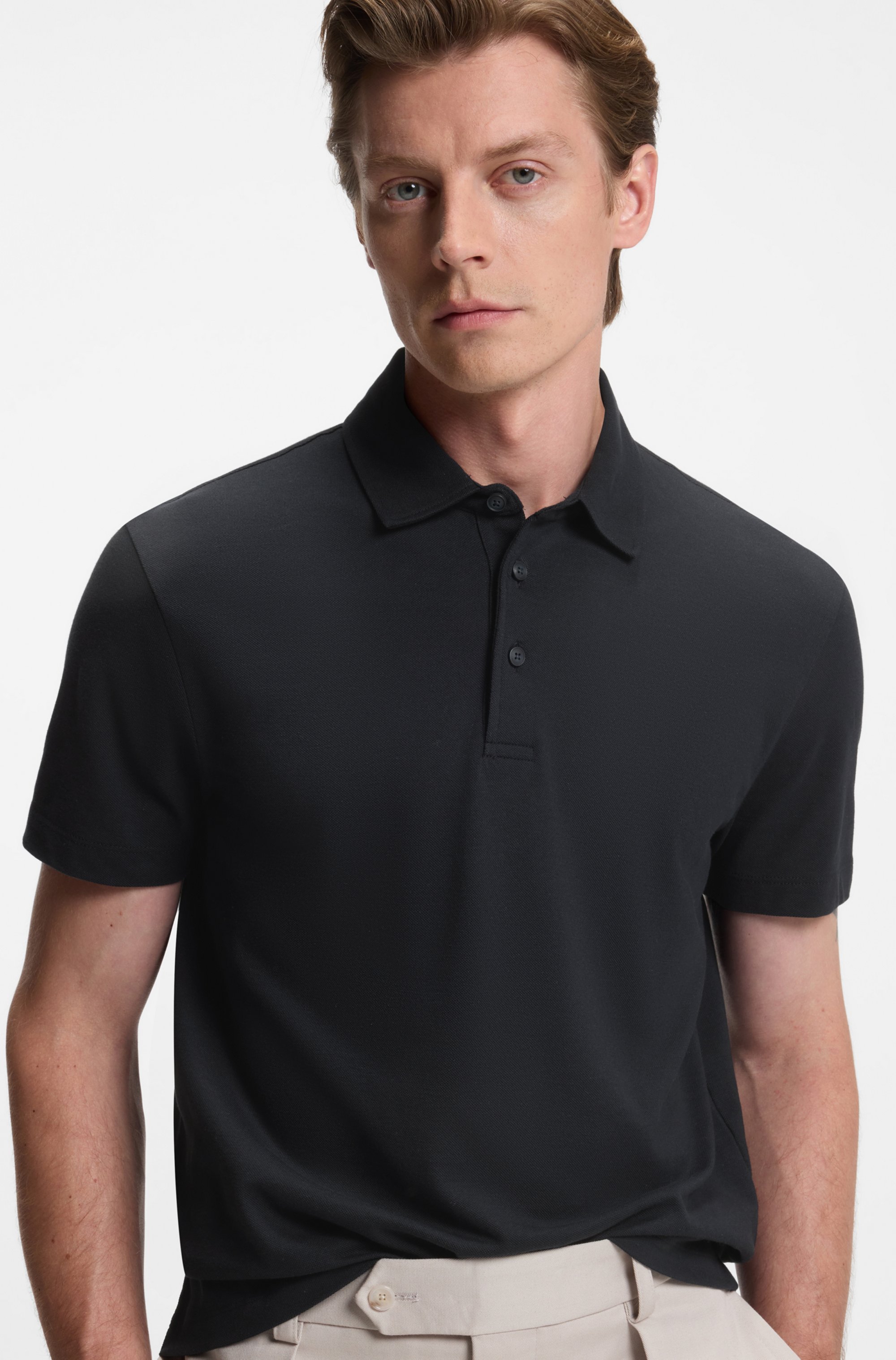 BECKHAM x BOSS polo shirt in cotton and silk