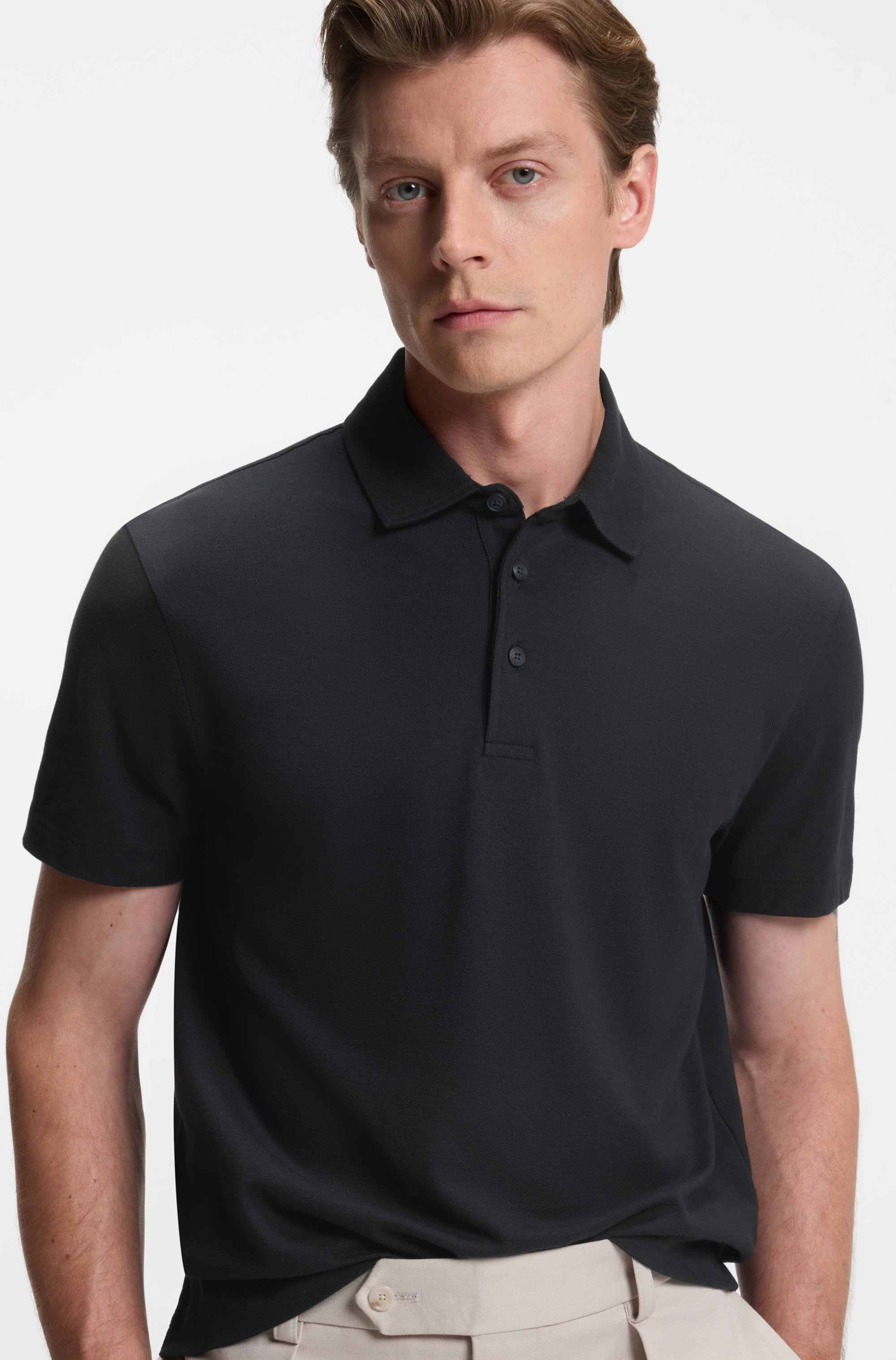 BECKHAM x BOSS polo shirt in cotton and silk