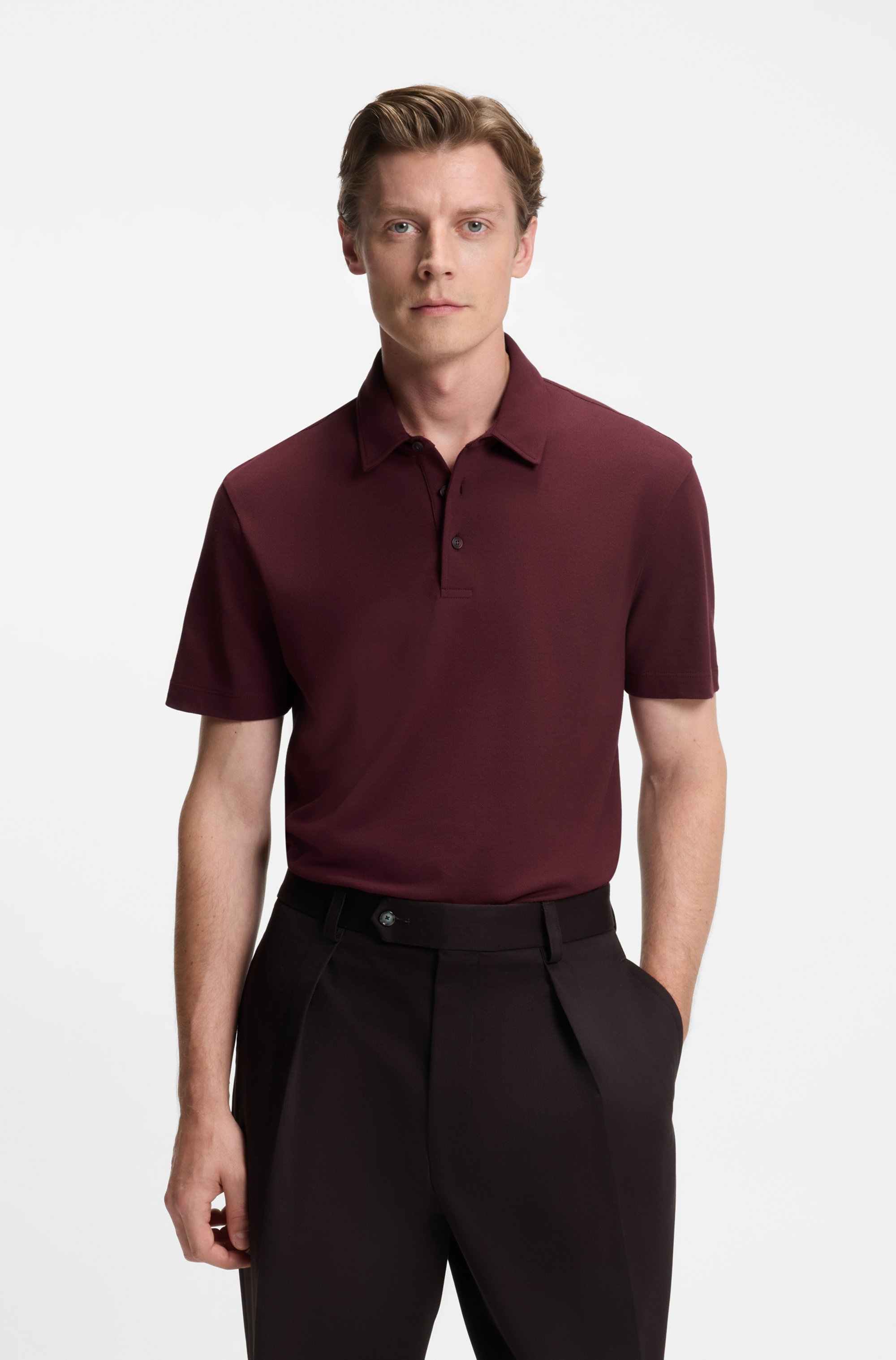 BECKHAM x BOSS polo shirt in cotton and silk