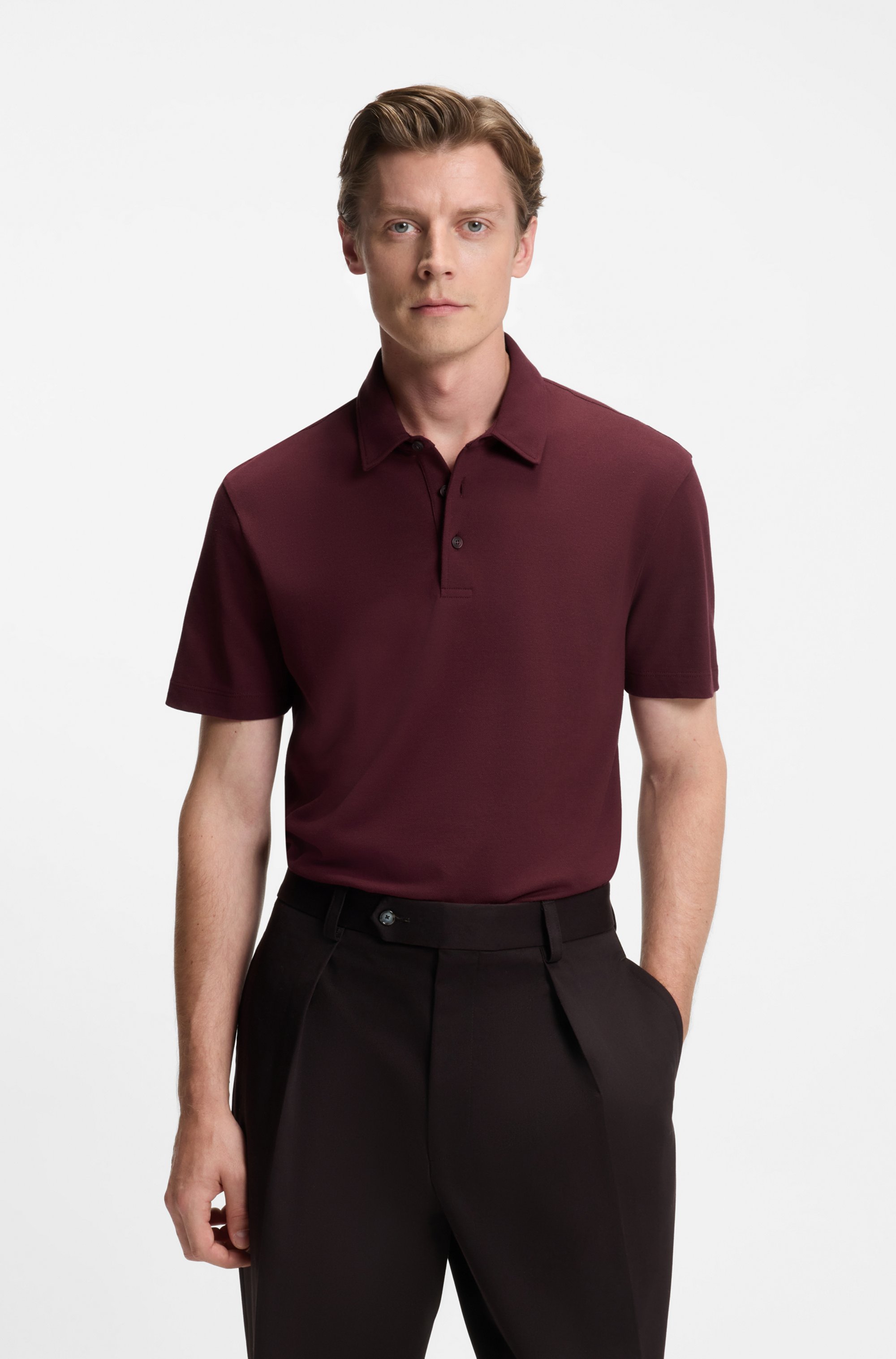 BECKHAM x BOSS polo shirt in cotton and silk