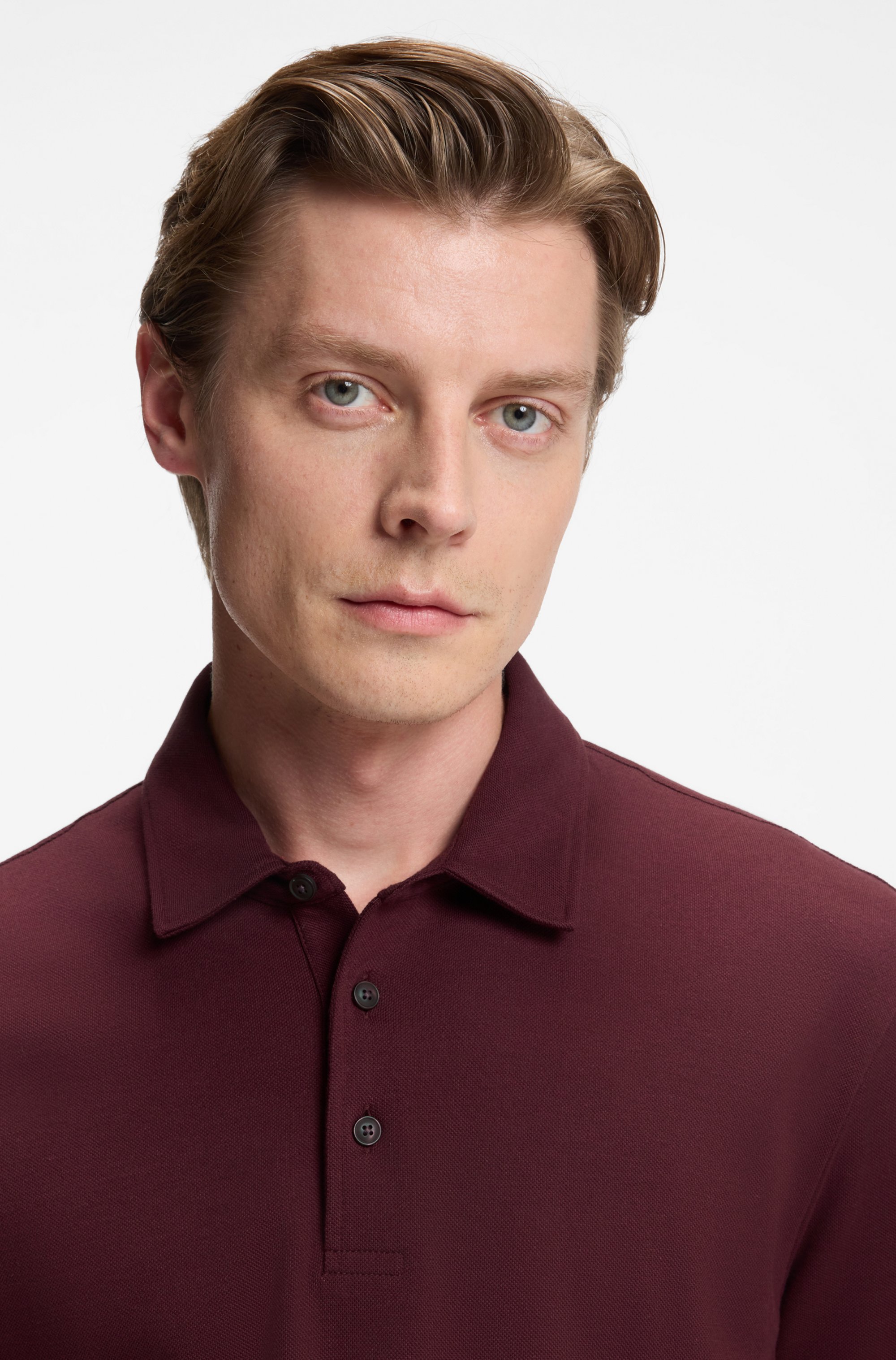 BECKHAM x BOSS polo shirt in cotton and silk