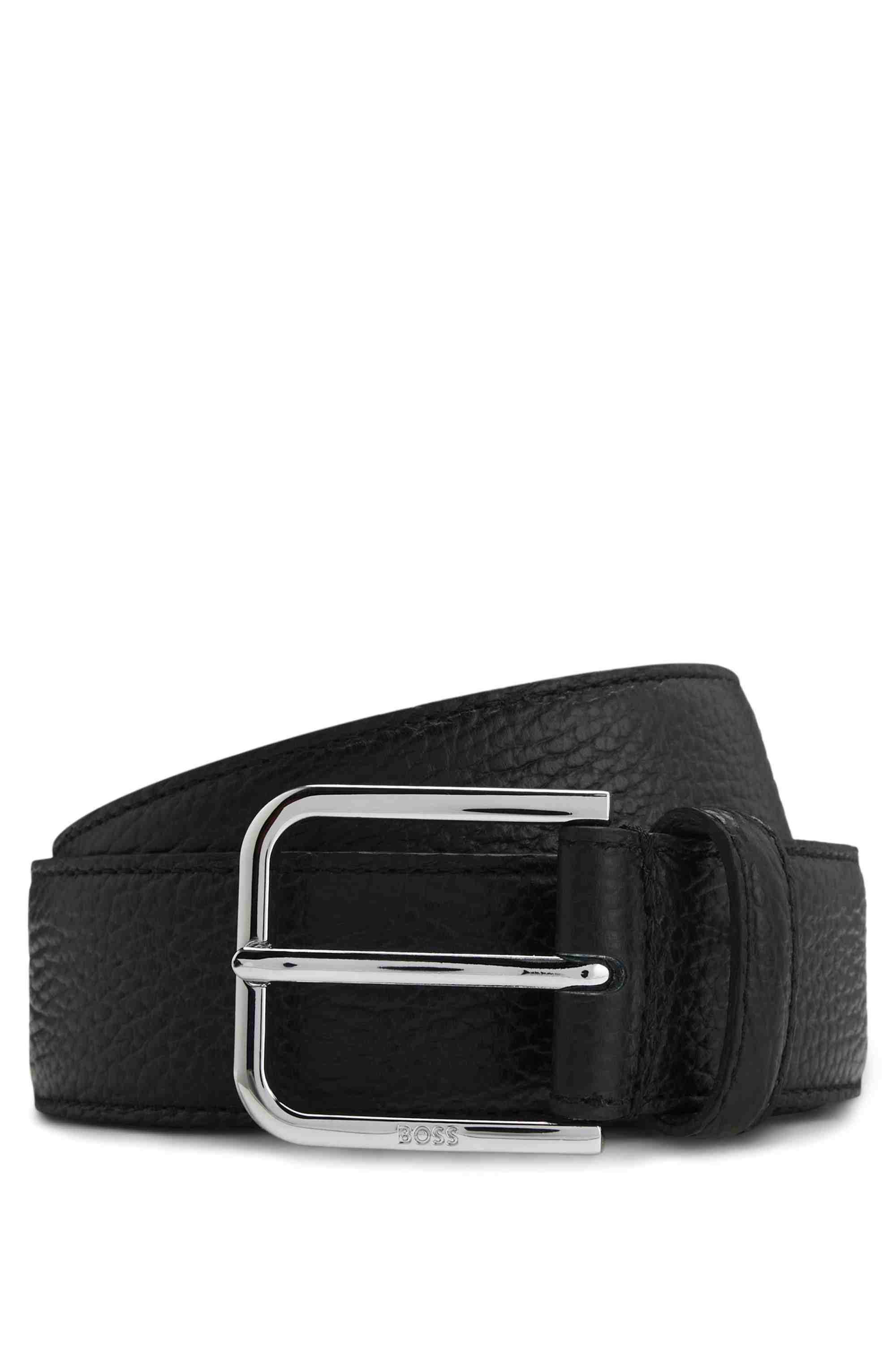 Italian-leather belt with pin buckle