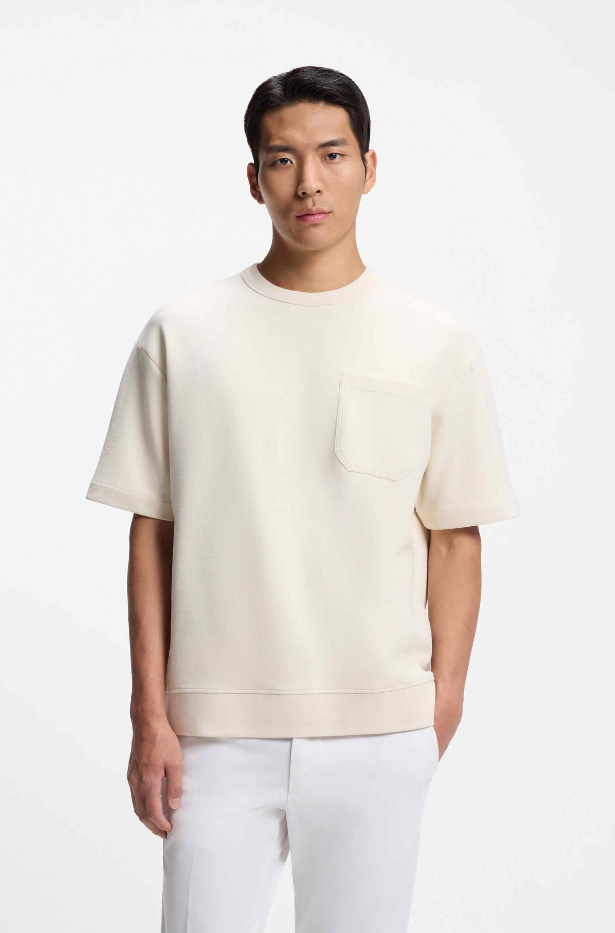 Cotton-blend T-shirt with peached finish