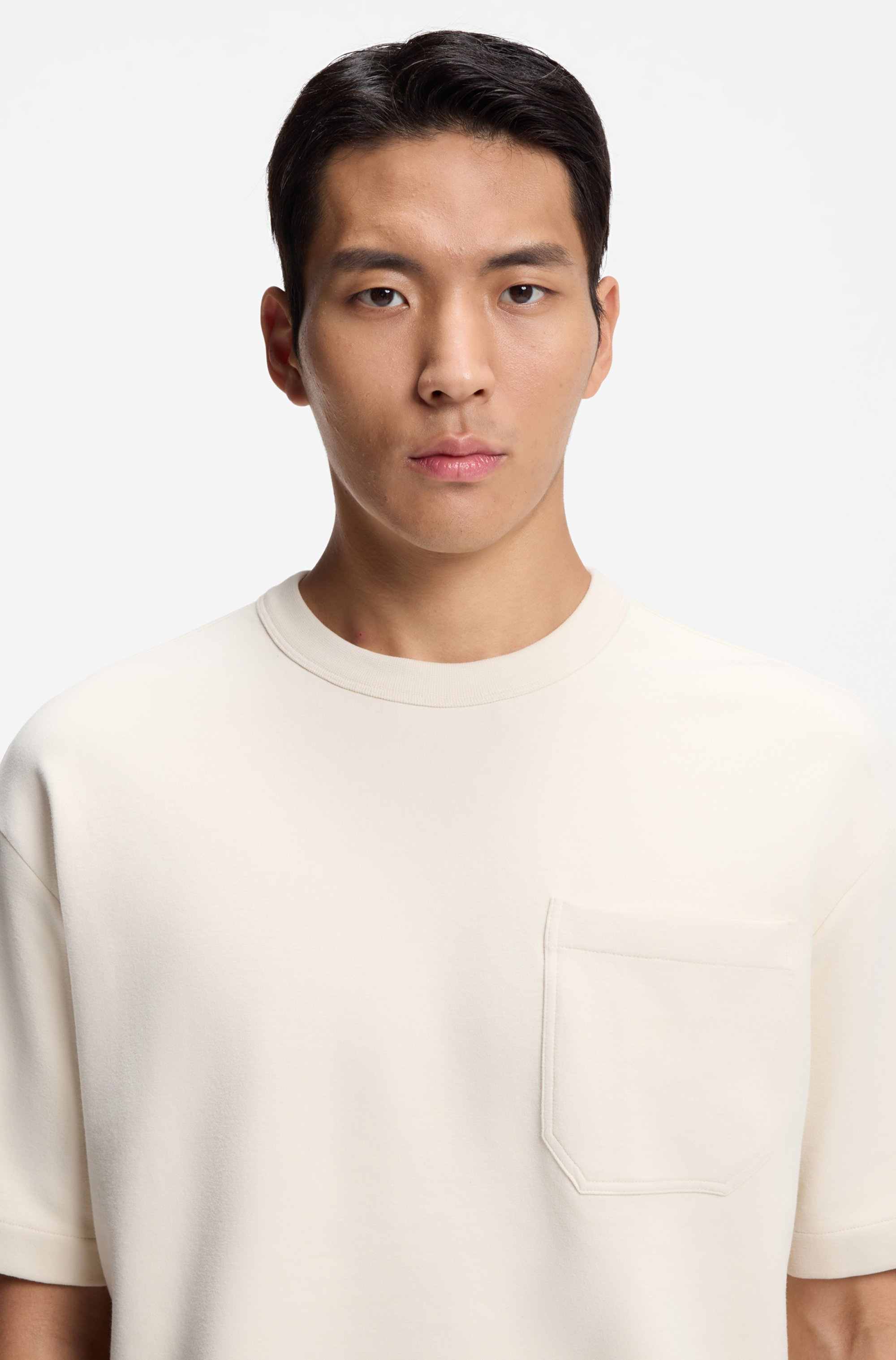 Cotton-blend T-shirt with peached finish