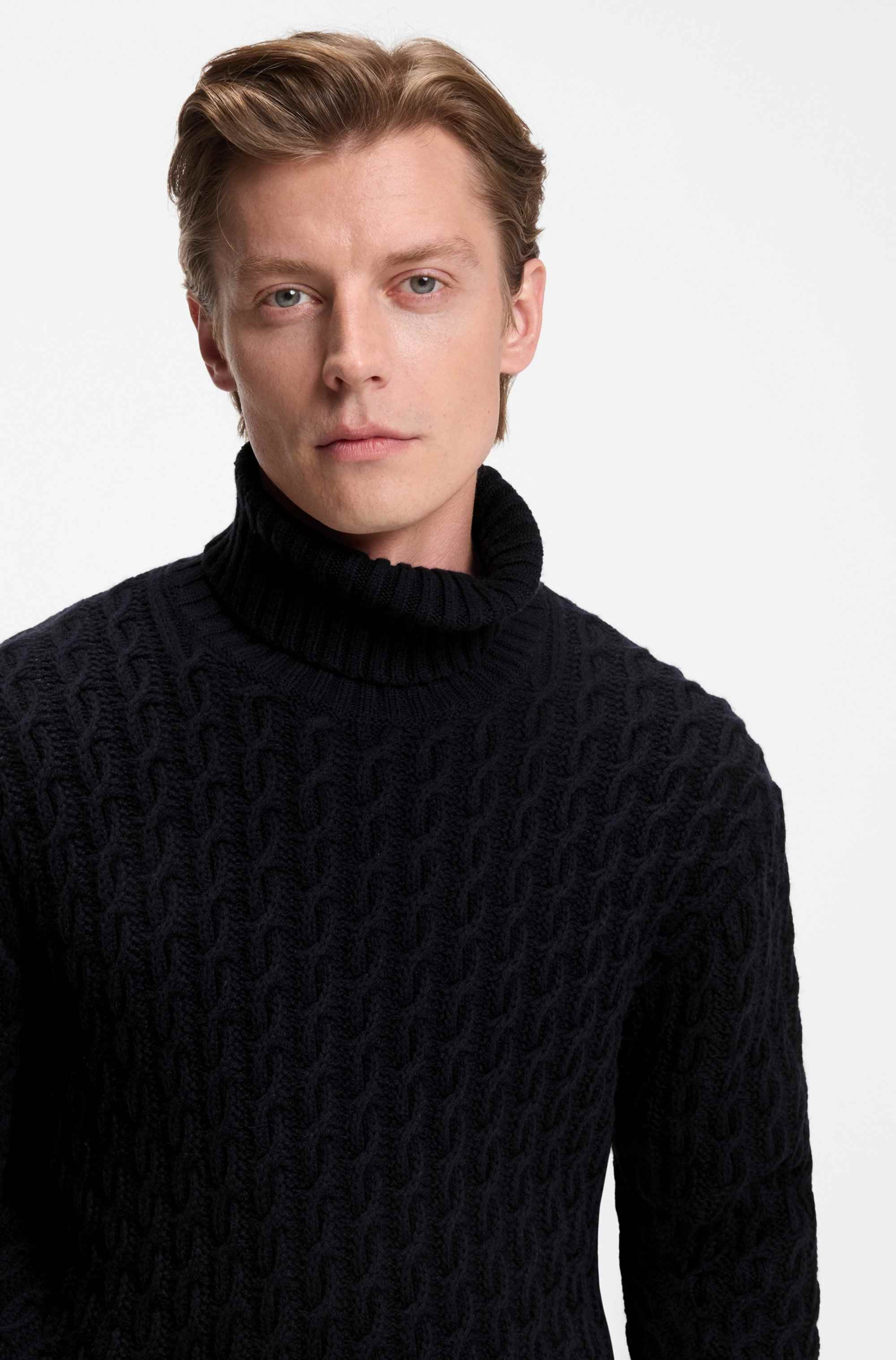 BECKHAM x BOSS cable-knit sweater in wool and cashmere