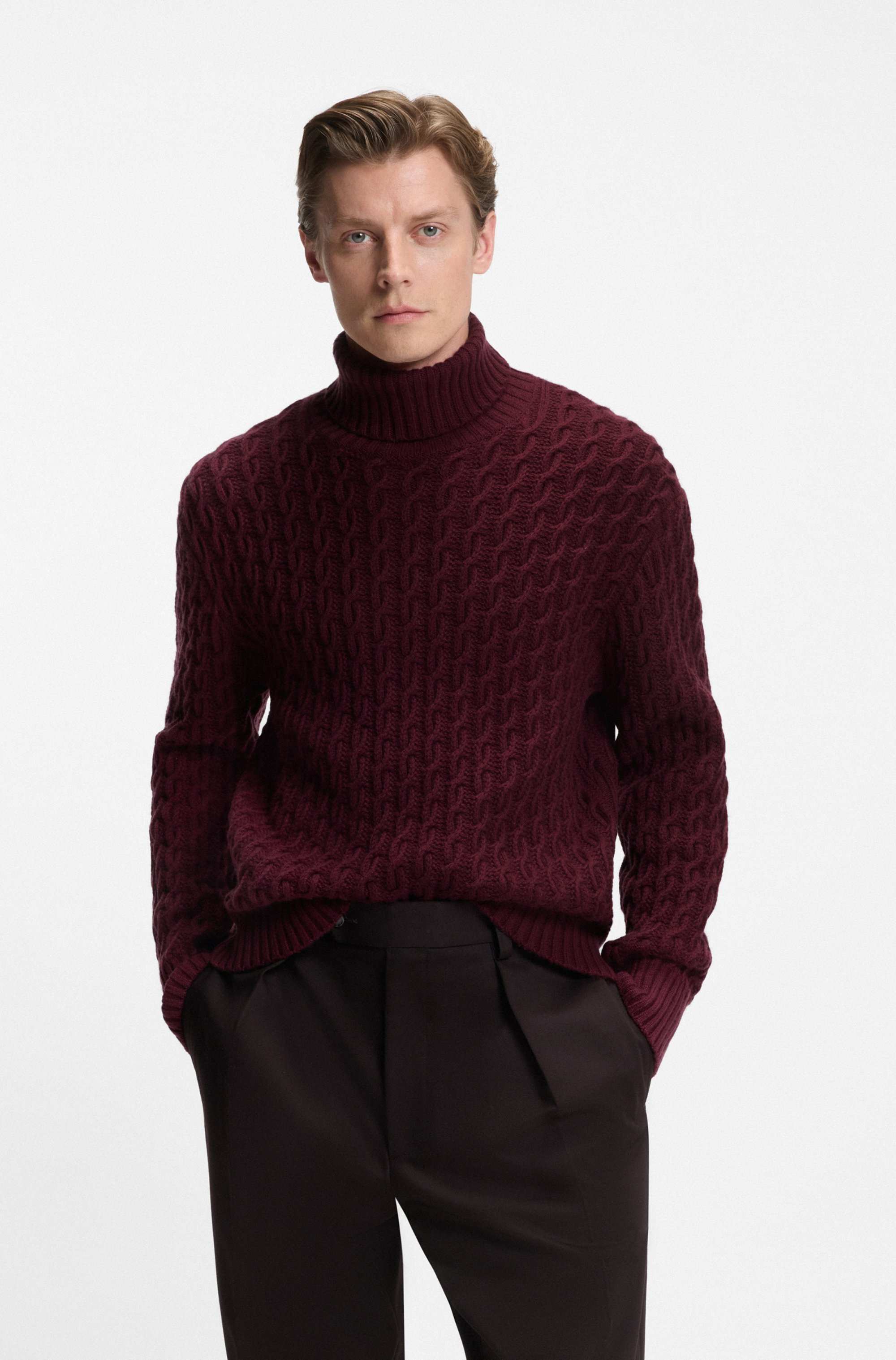 BECKHAM x BOSS cable-knit sweater in wool and cashmere