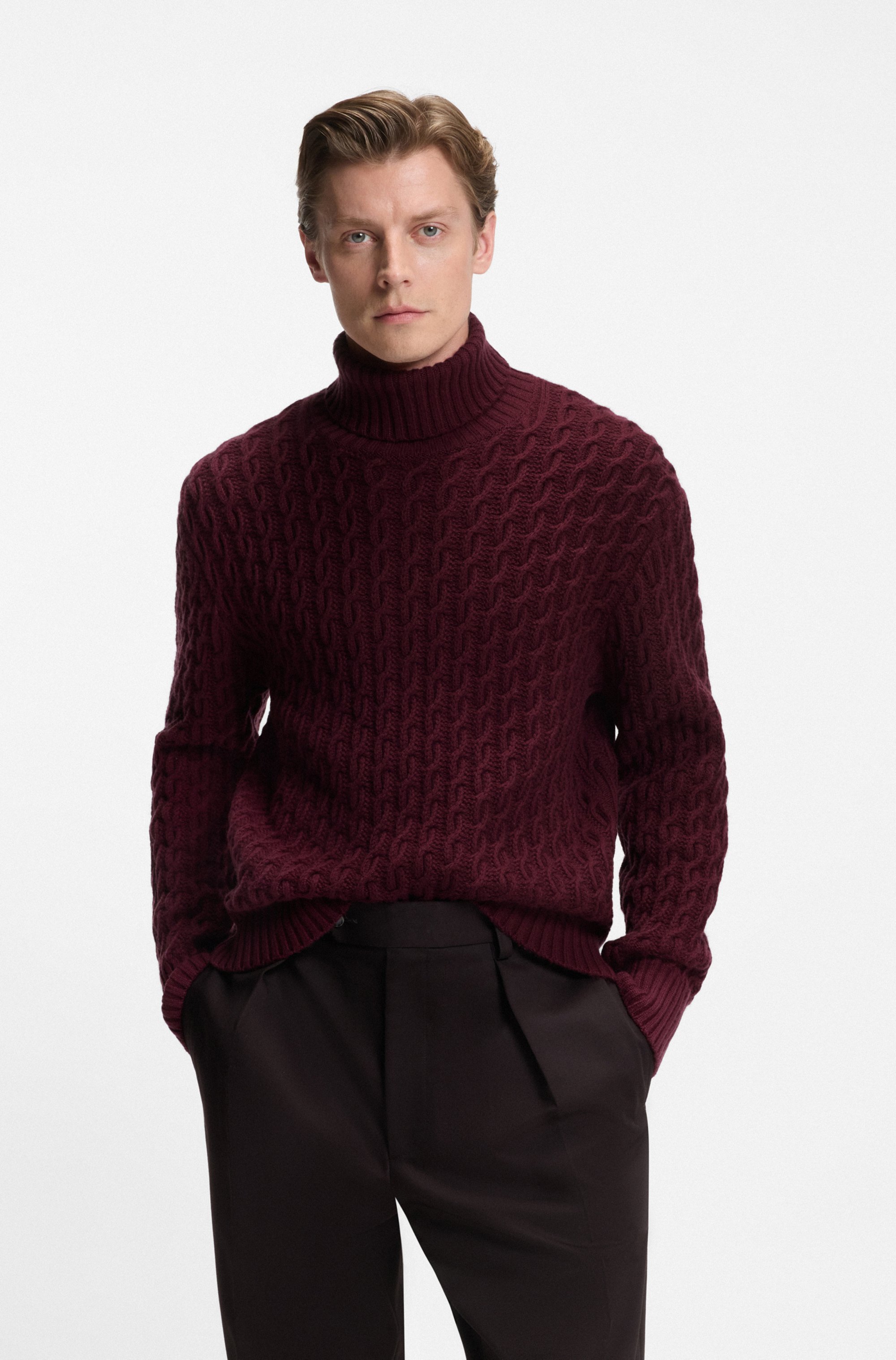 BECKHAM x BOSS cable-knit sweater in wool and cashmere