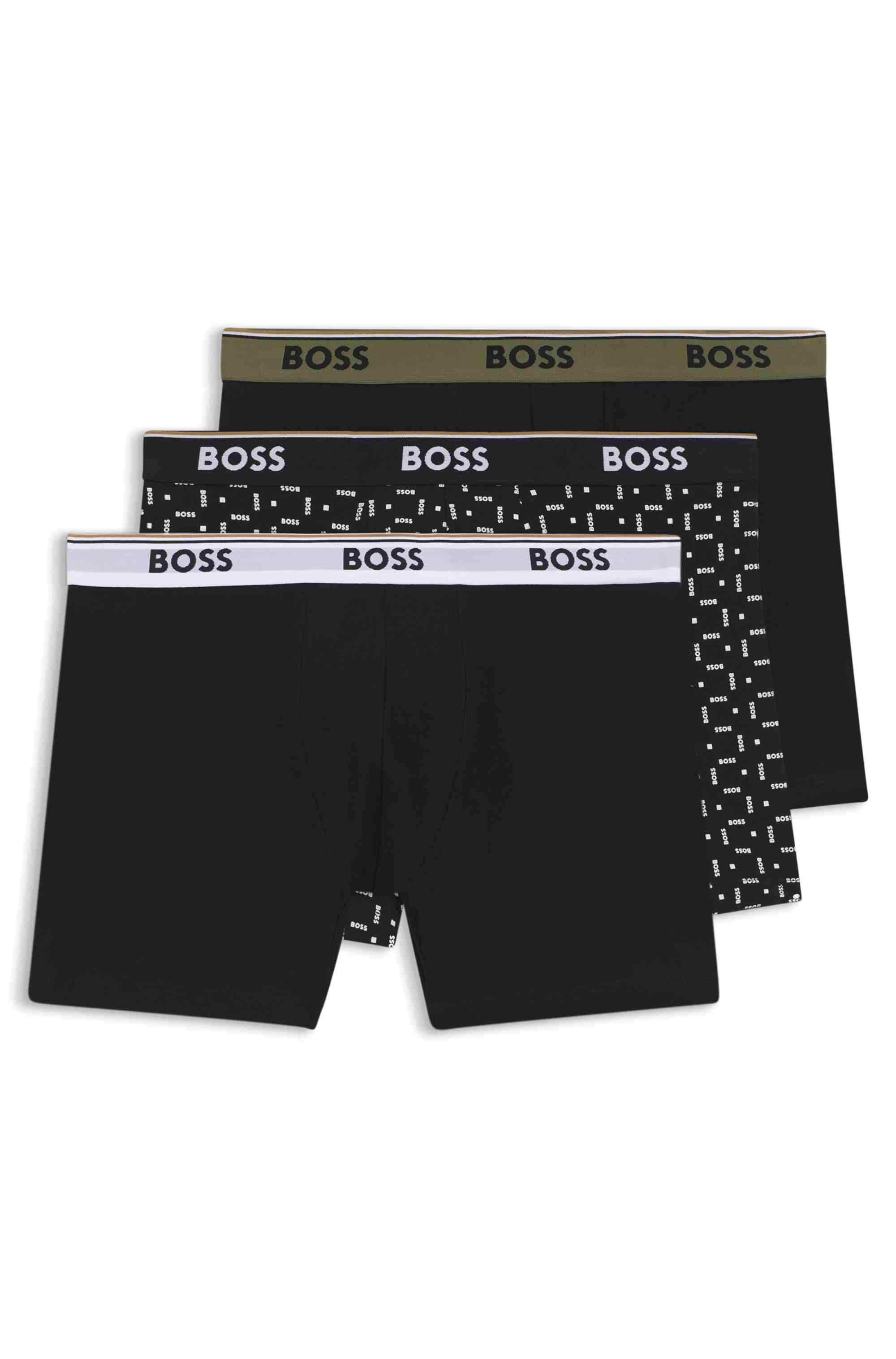 Three-pack of stretch-cotton logo-waistband boxer briefs