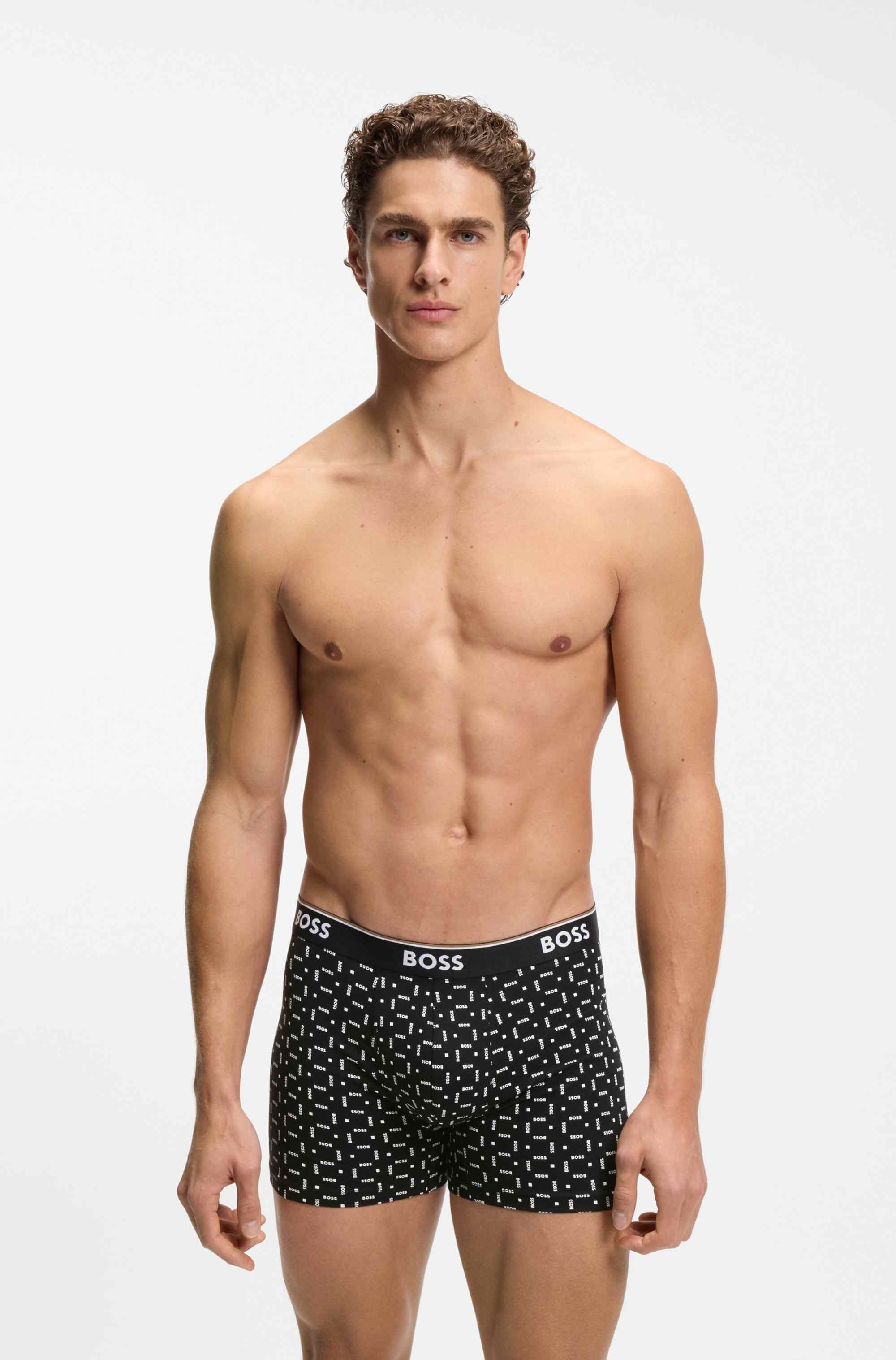 Three-pack of stretch-cotton logo-waistband boxer briefs