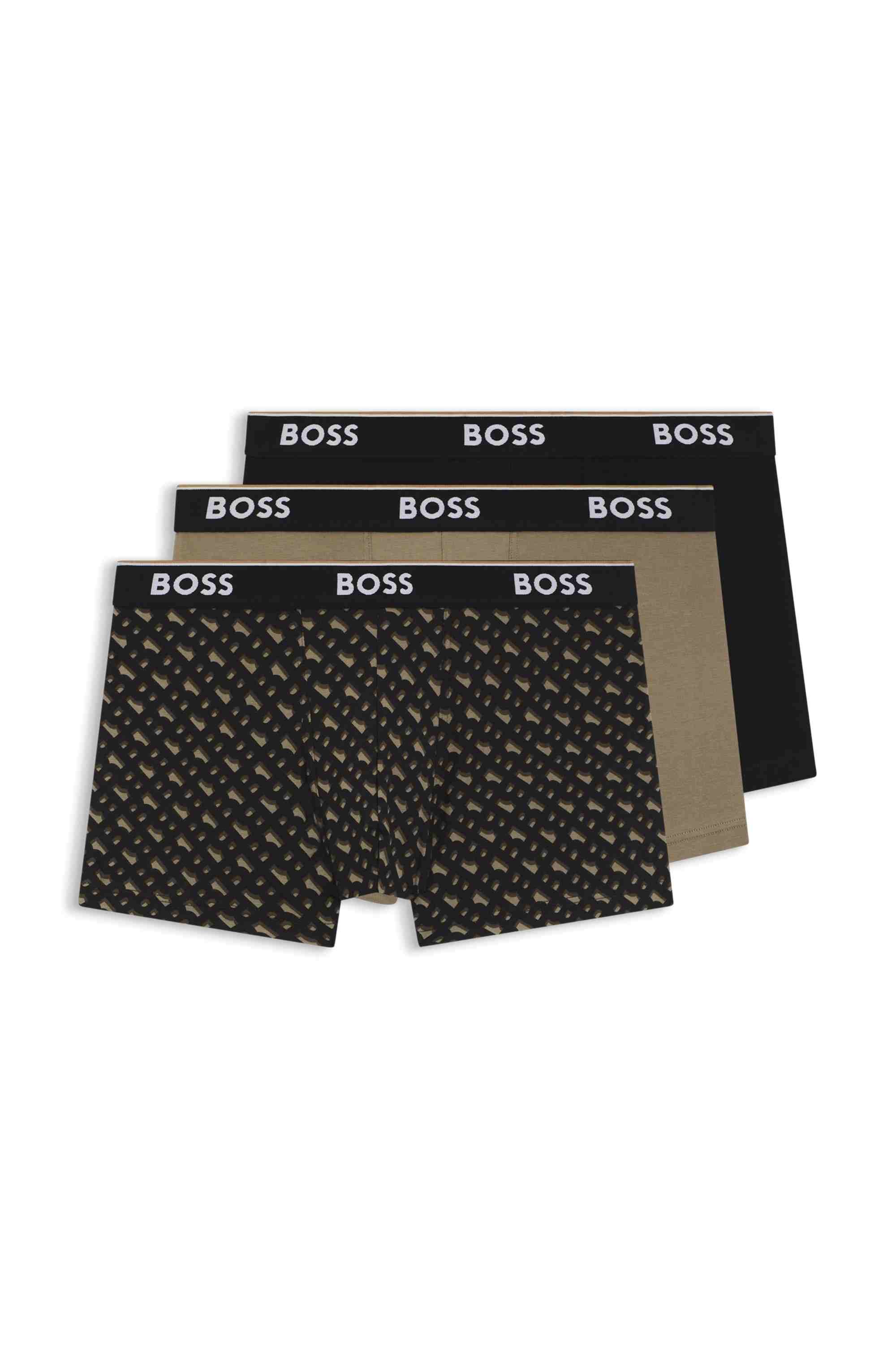 Three-pack of trunks in stretch cotton