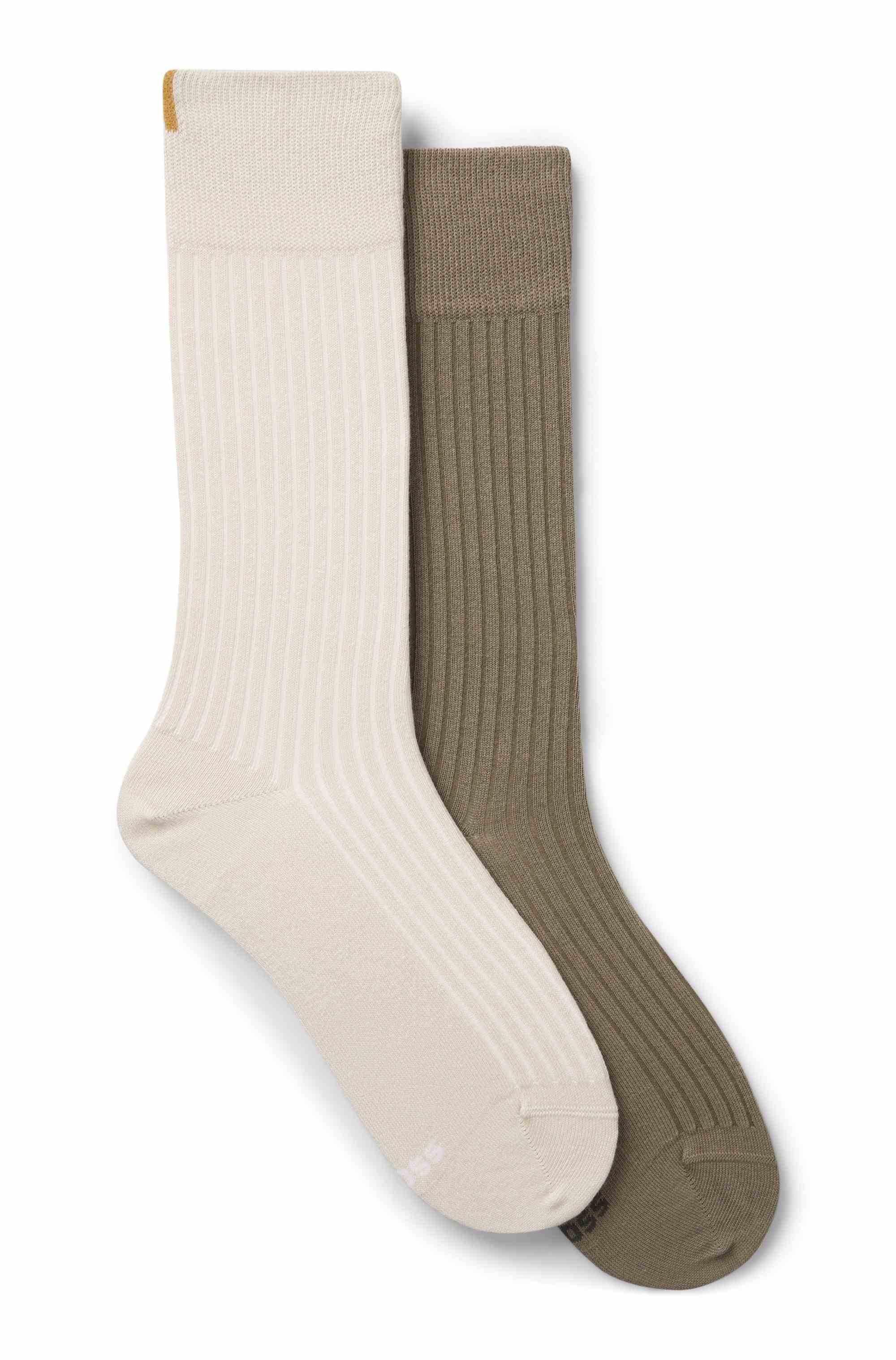 Two-pack of regular-length socks with ribbed structure
