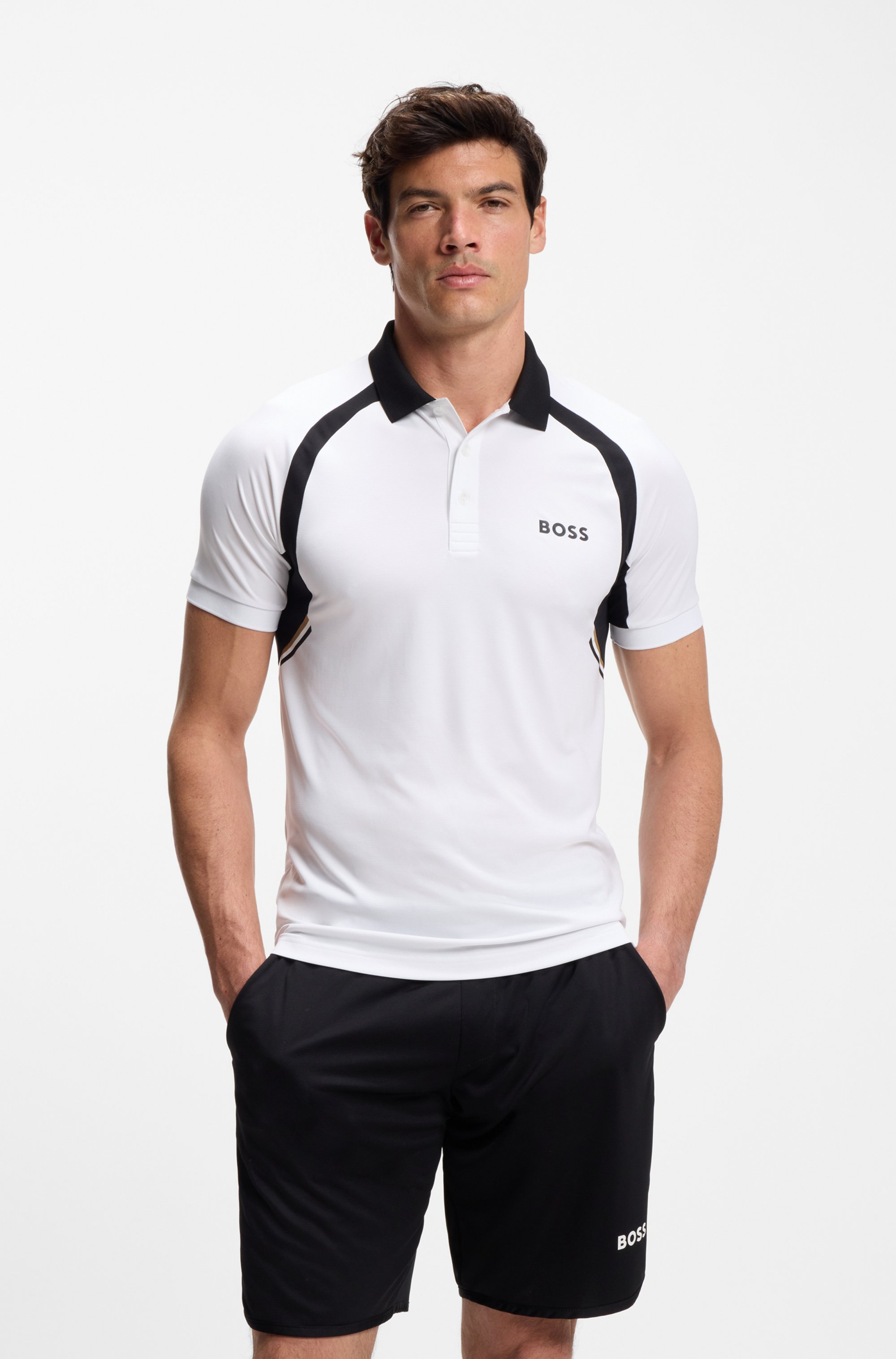 Quick-dry slim-fit polo shirt in stretch fabric