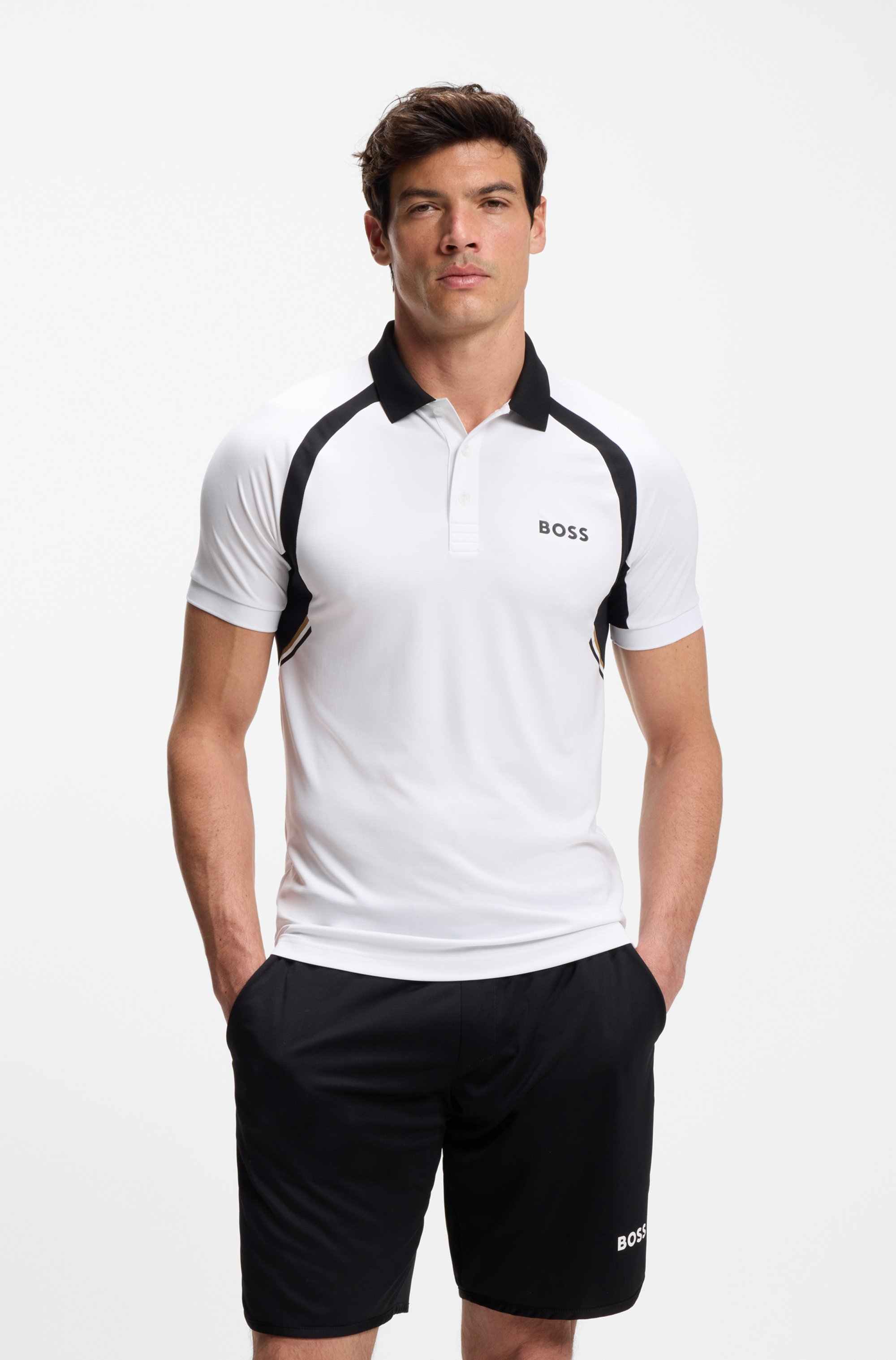 Quick-dry slim-fit polo shirt in stretch fabric