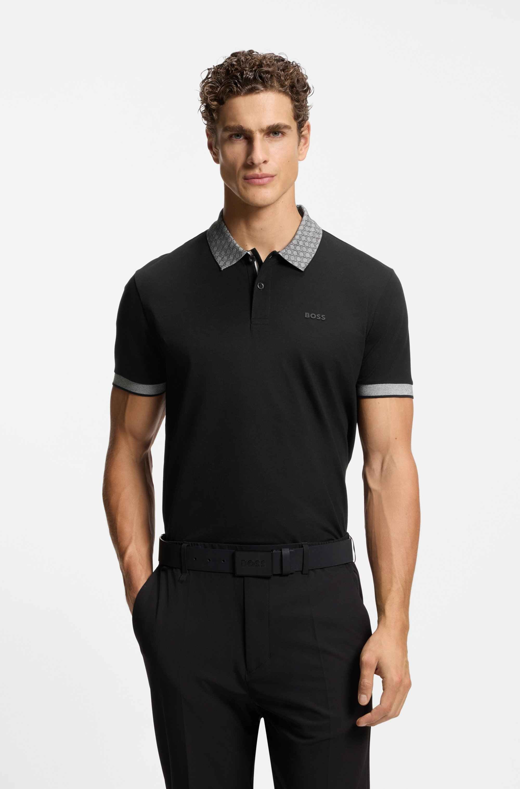 Paddy polo shirt in stretch cotton with moisture management