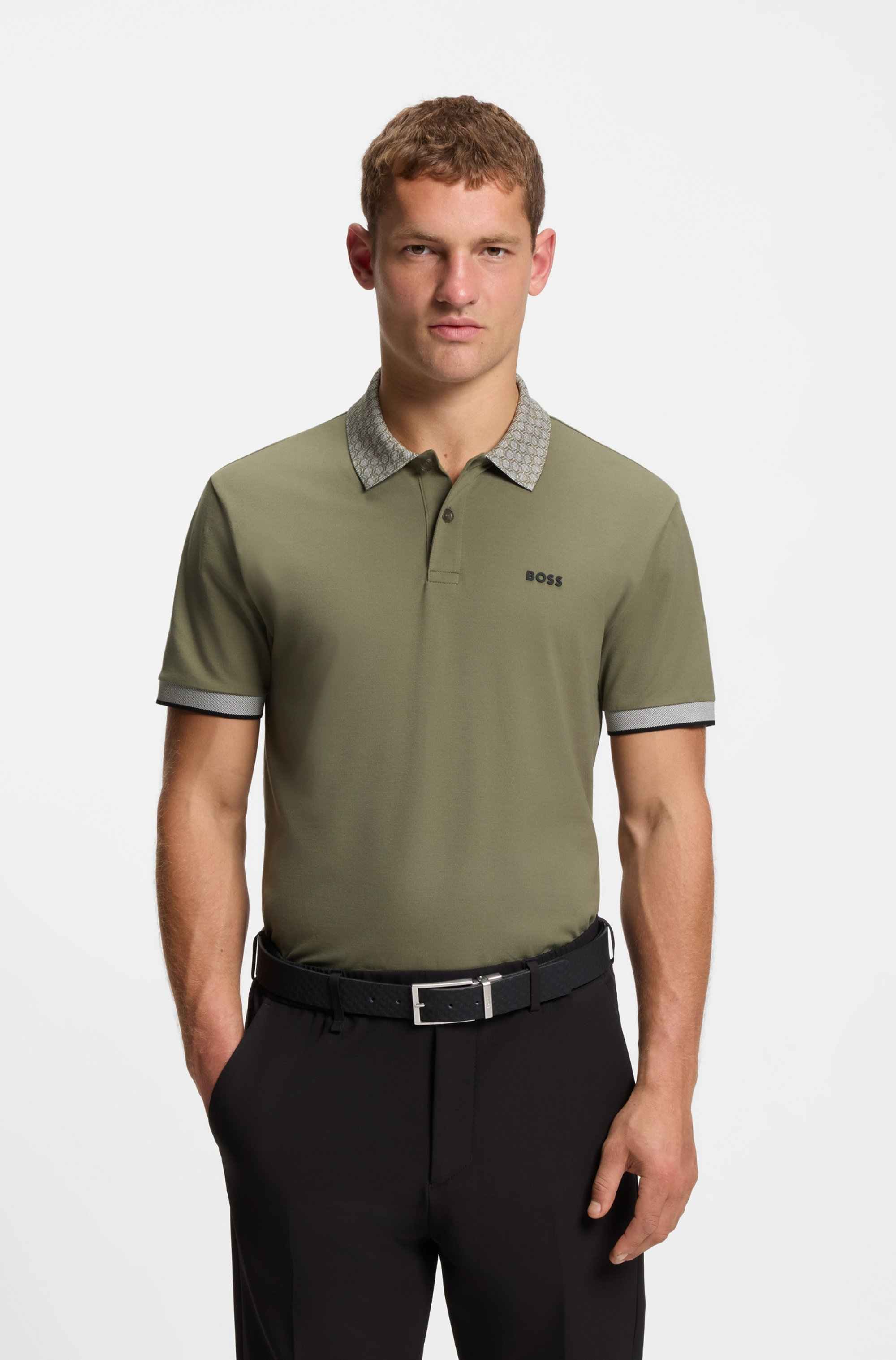 Paddy polo shirt in stretch cotton with moisture management