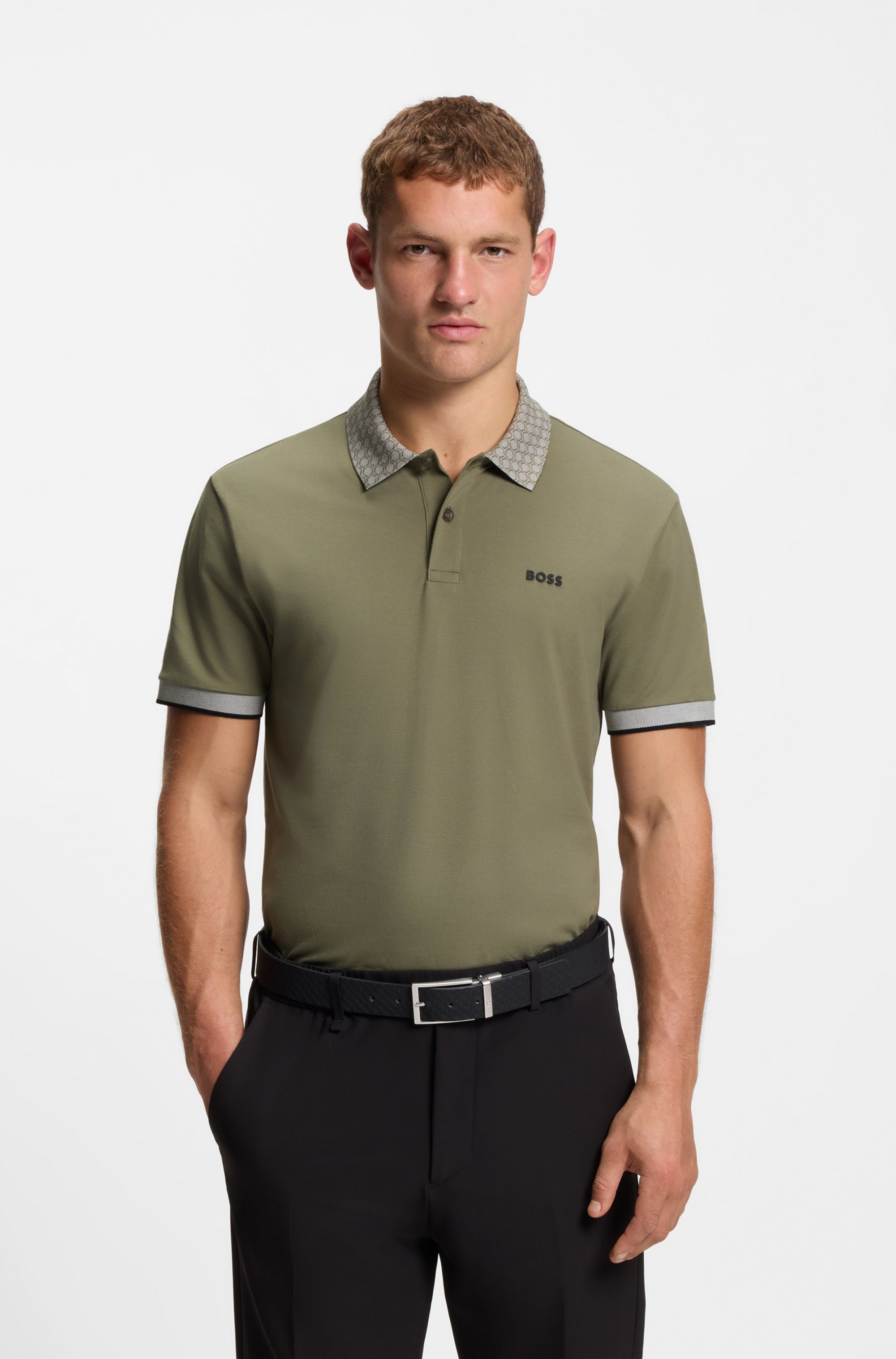 Paddy polo shirt in stretch cotton with moisture management
