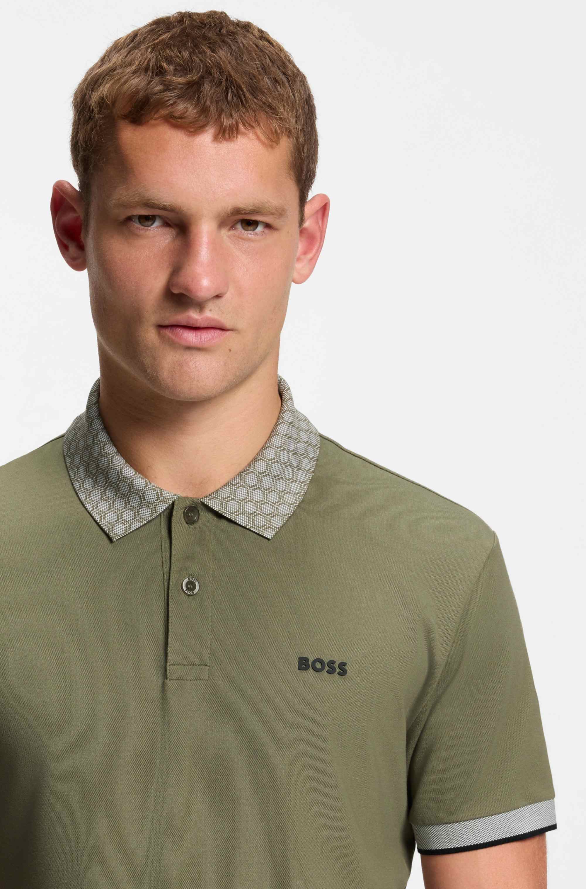 Paddy polo shirt in stretch cotton with moisture management