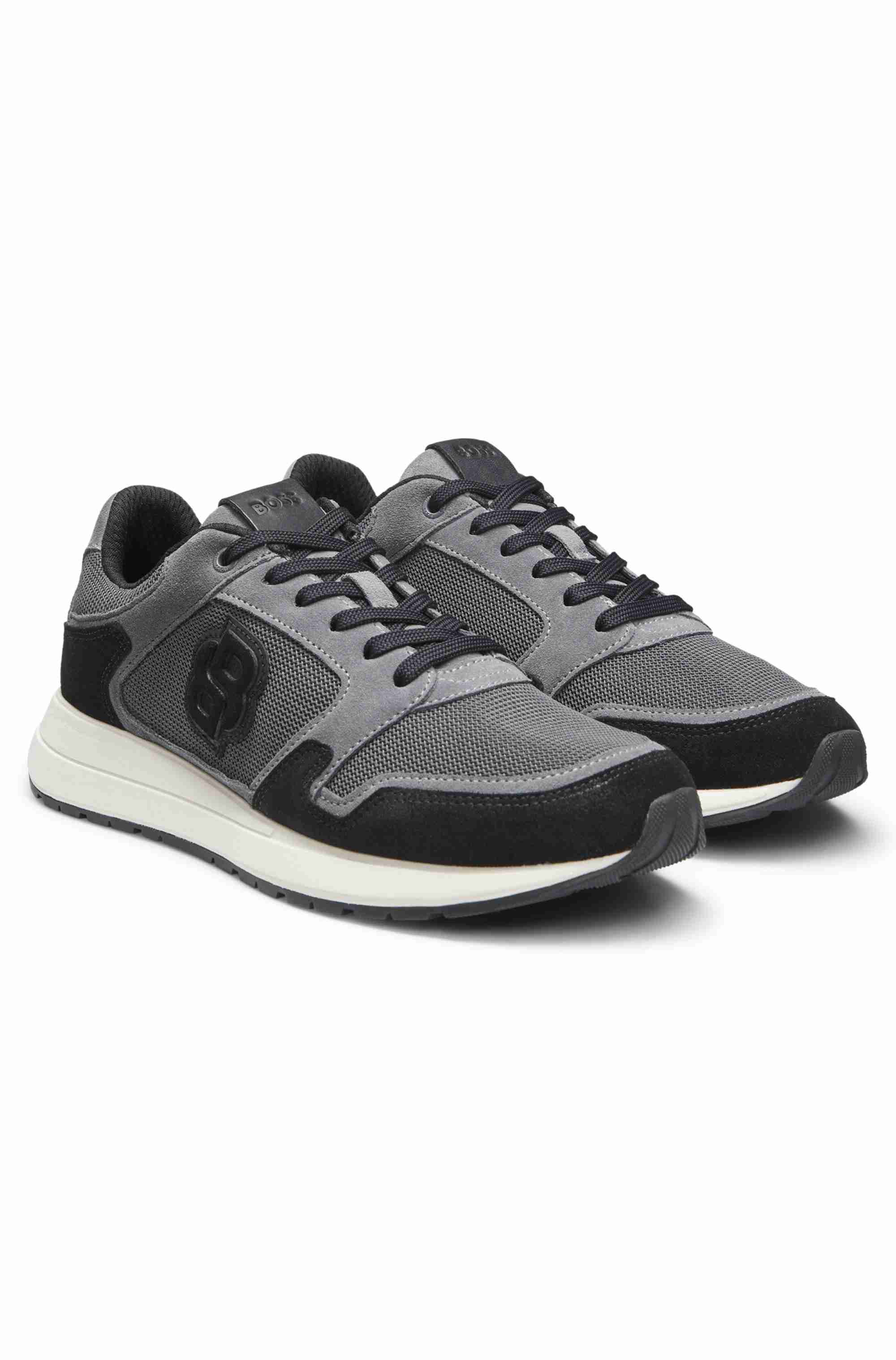 Suede trainers with Double B monogram