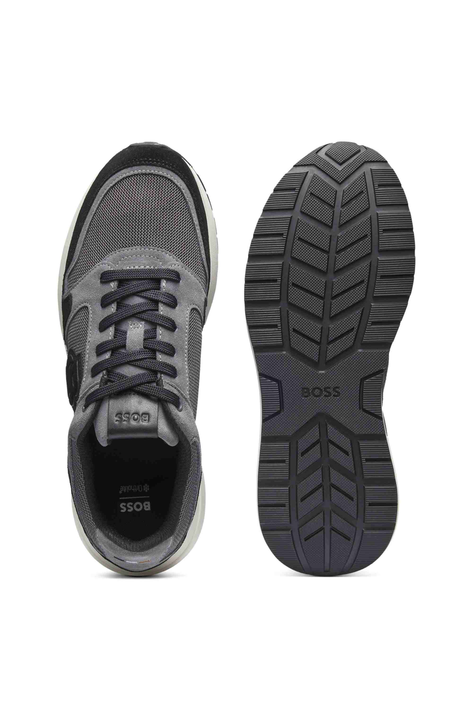 Suede trainers with Double B monogram