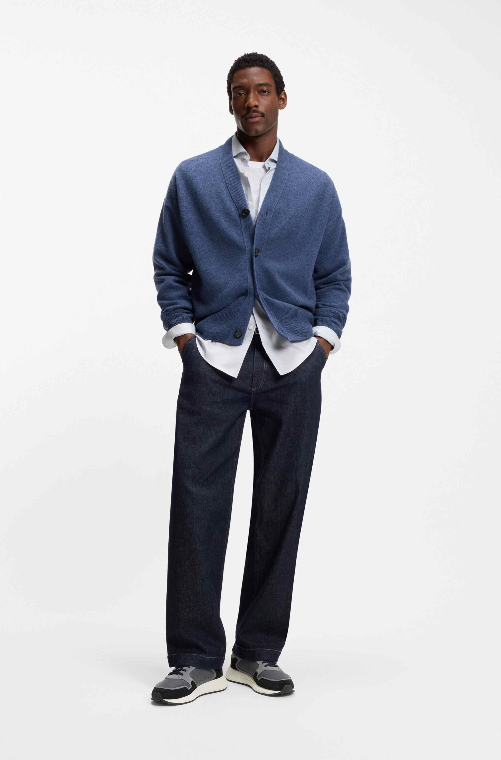 Suede trainers with Double B monogram