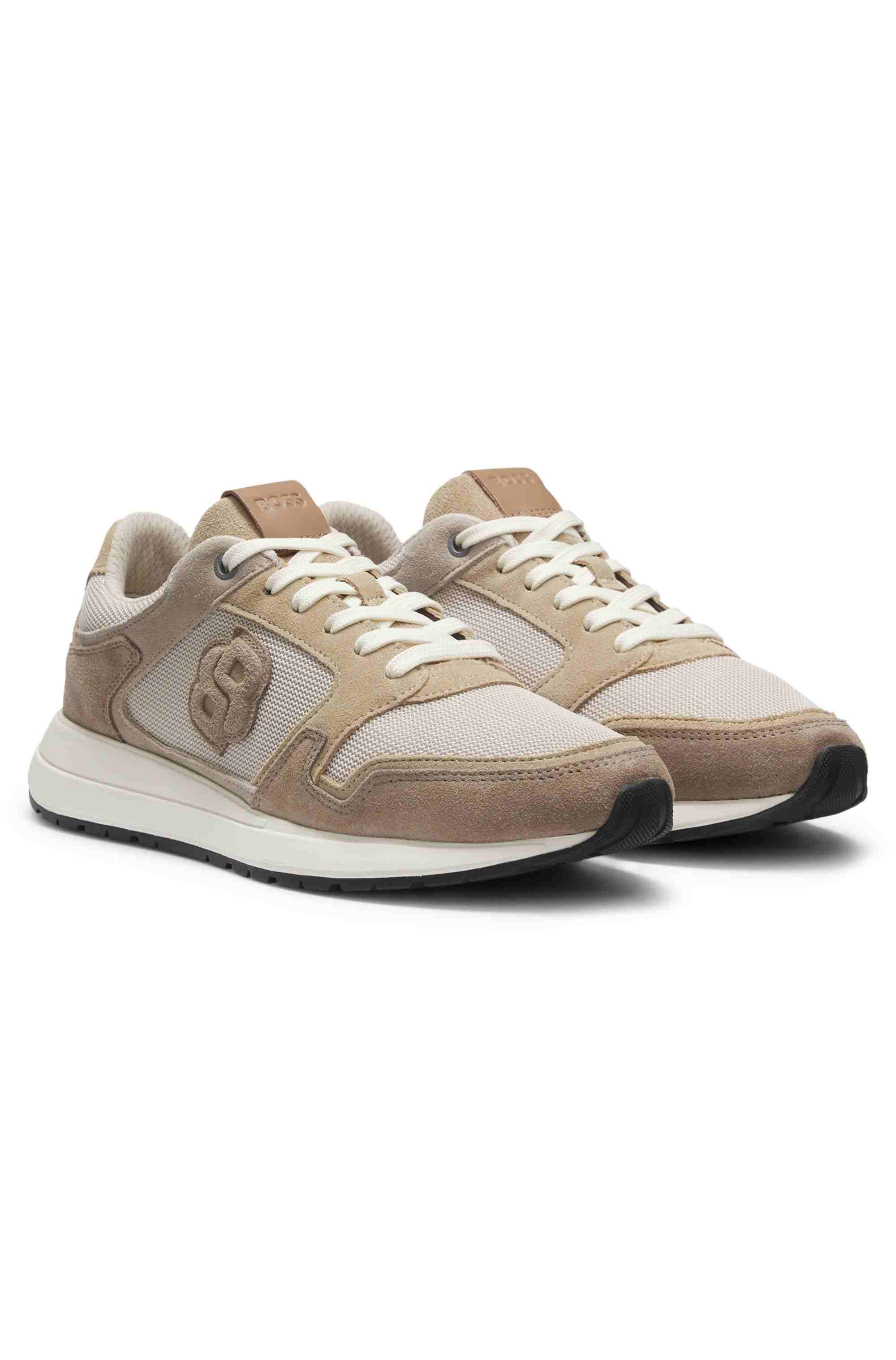 Suede trainers with Double B monogram