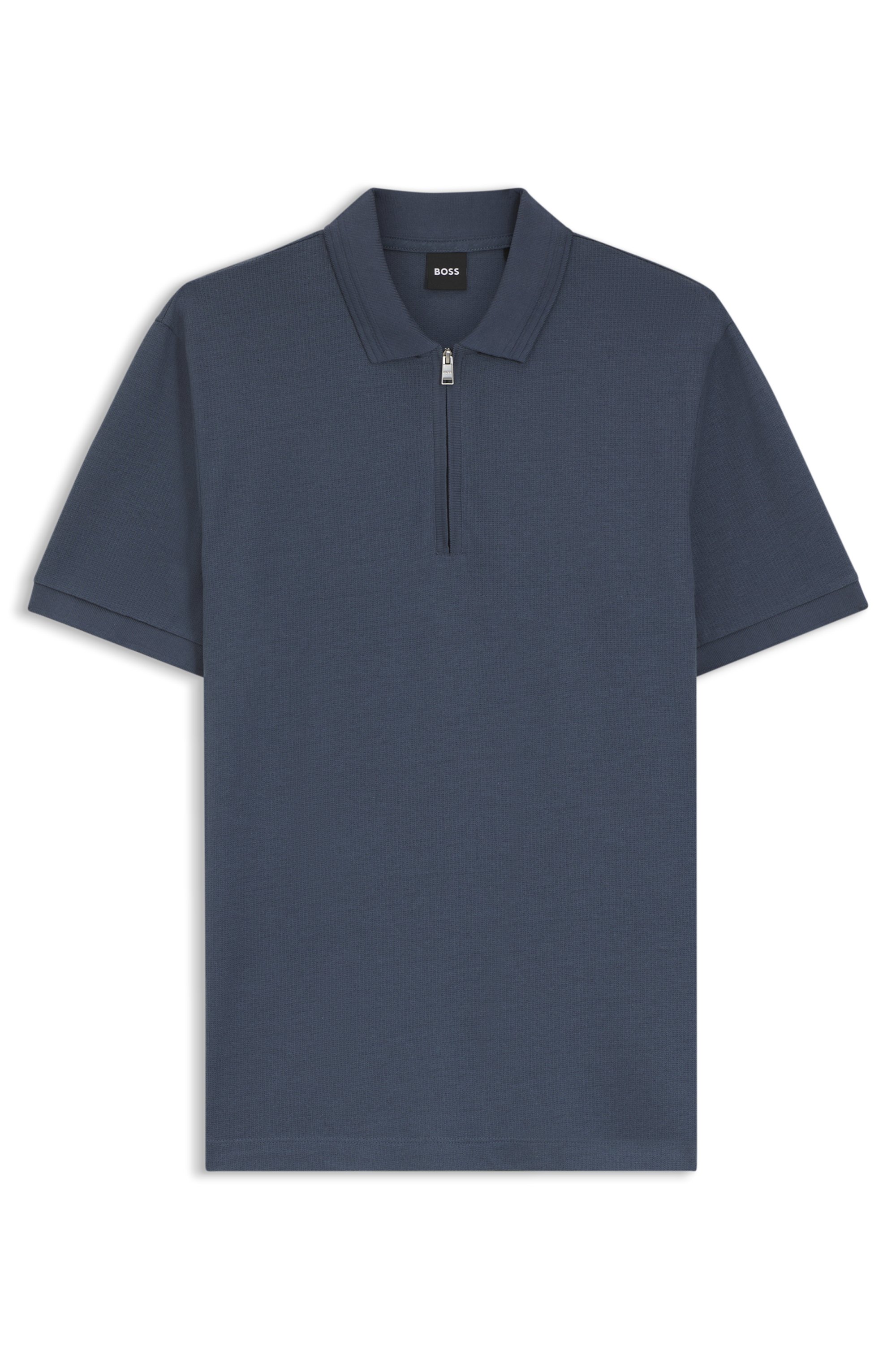 Cotton-blend polo shirt with zip placket