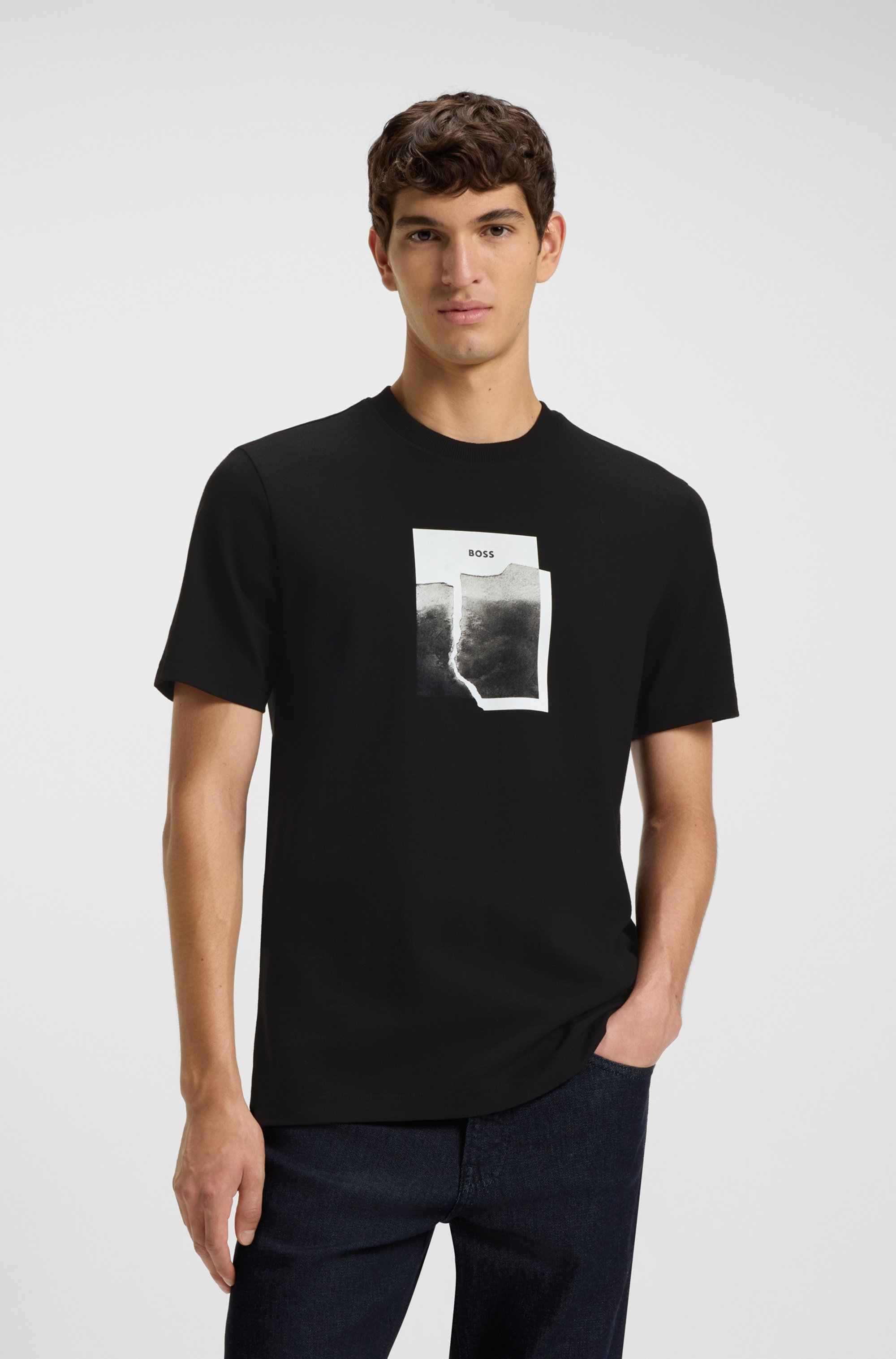 Cotton-jersey T-shirt with printed artwork