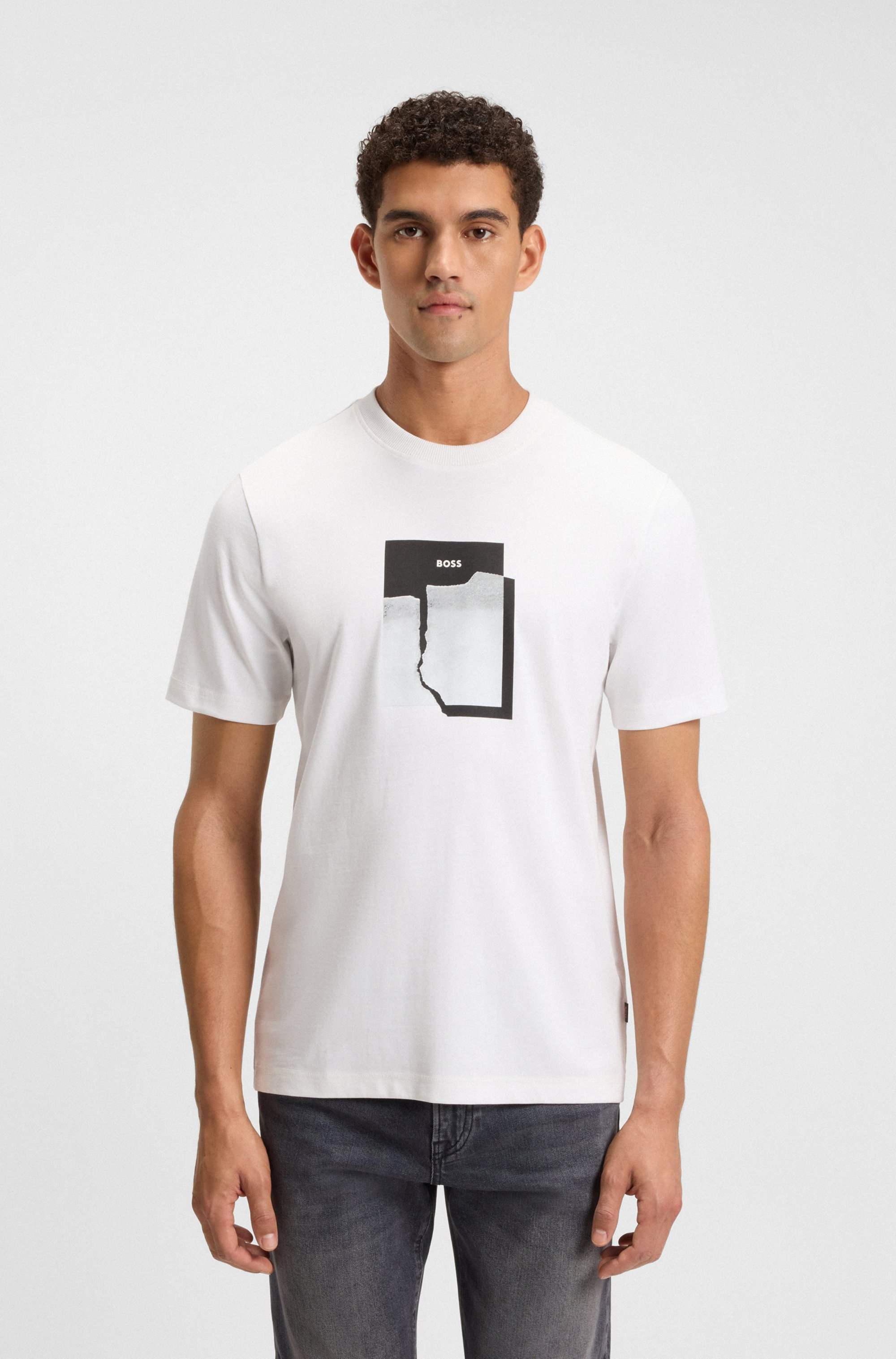Cotton-jersey T-shirt with printed artwork