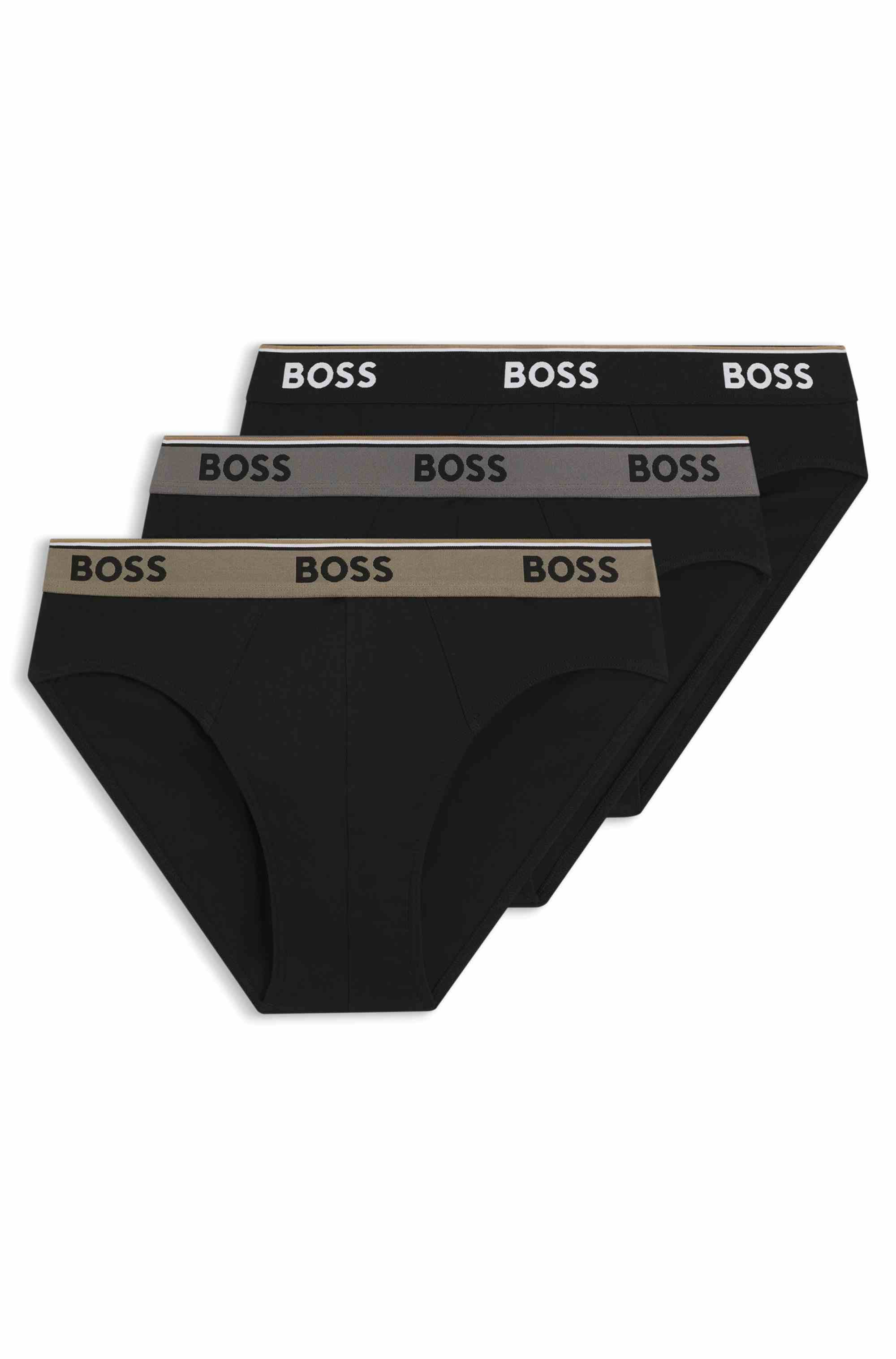 Three-pack of logo-waistband briefs in stretch cotton