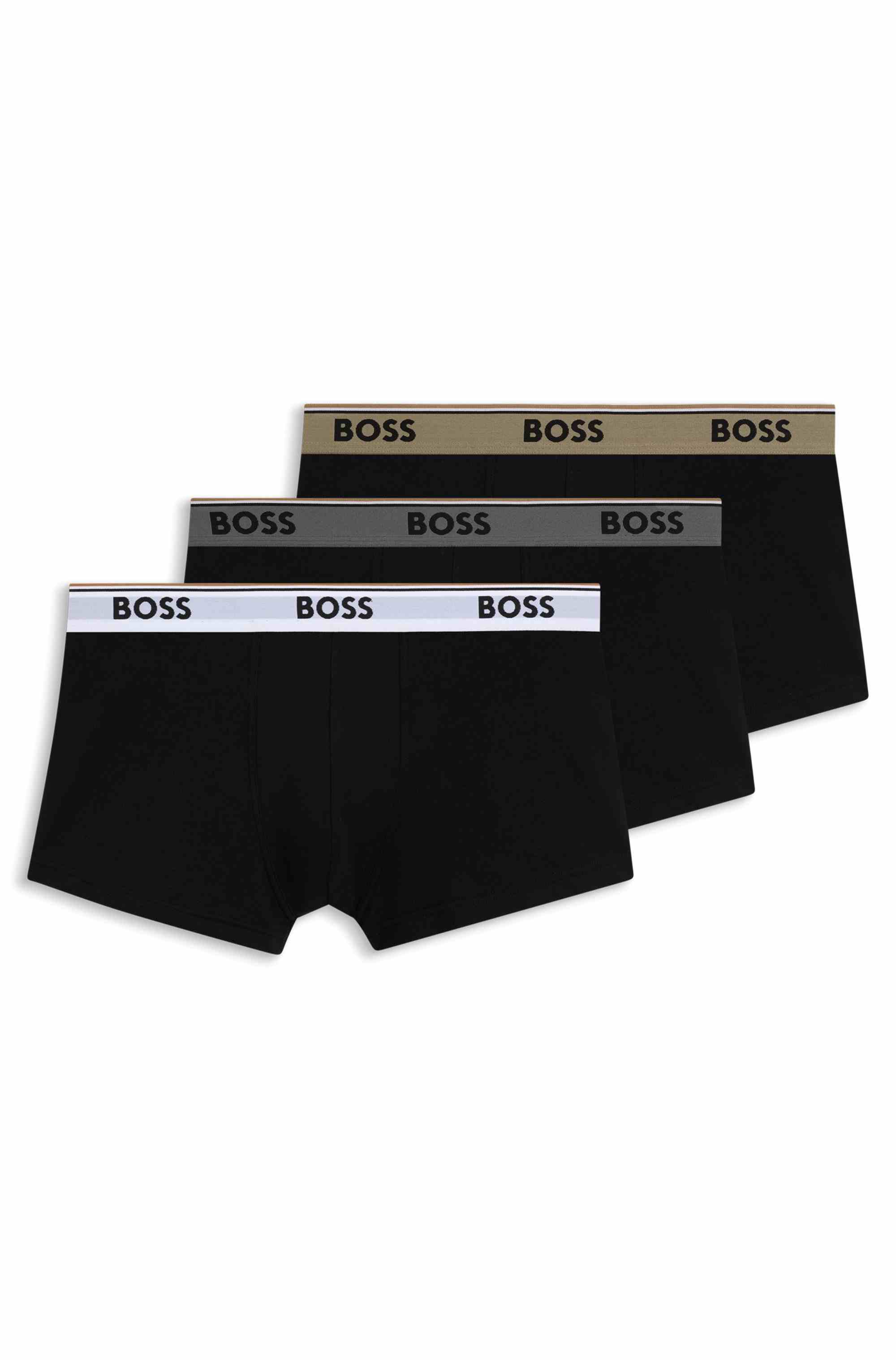 Three-pack stretch-cotton trunks with logo waistband