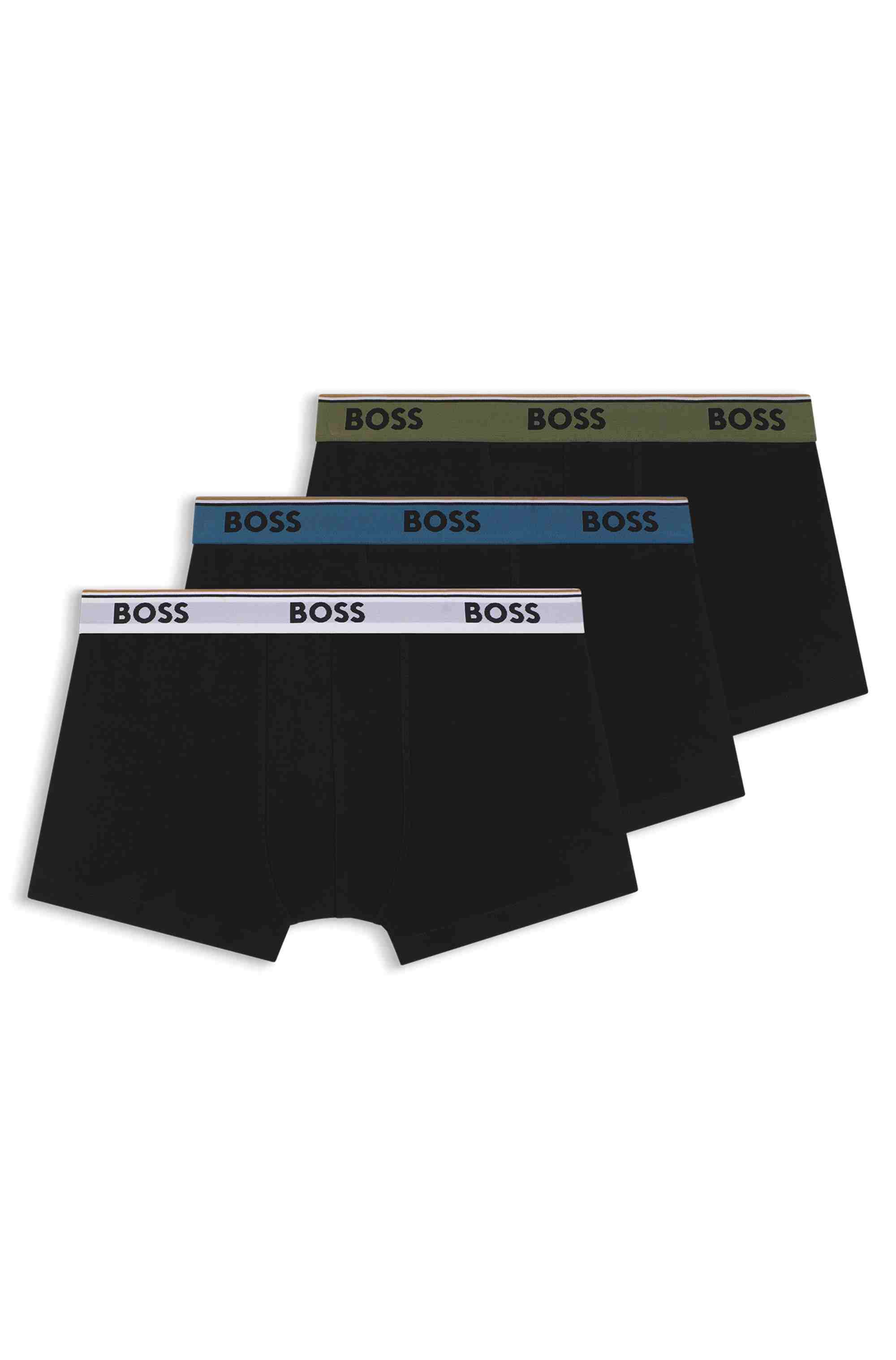 Three-pack of stretch-cotton trunks with logo waistbands