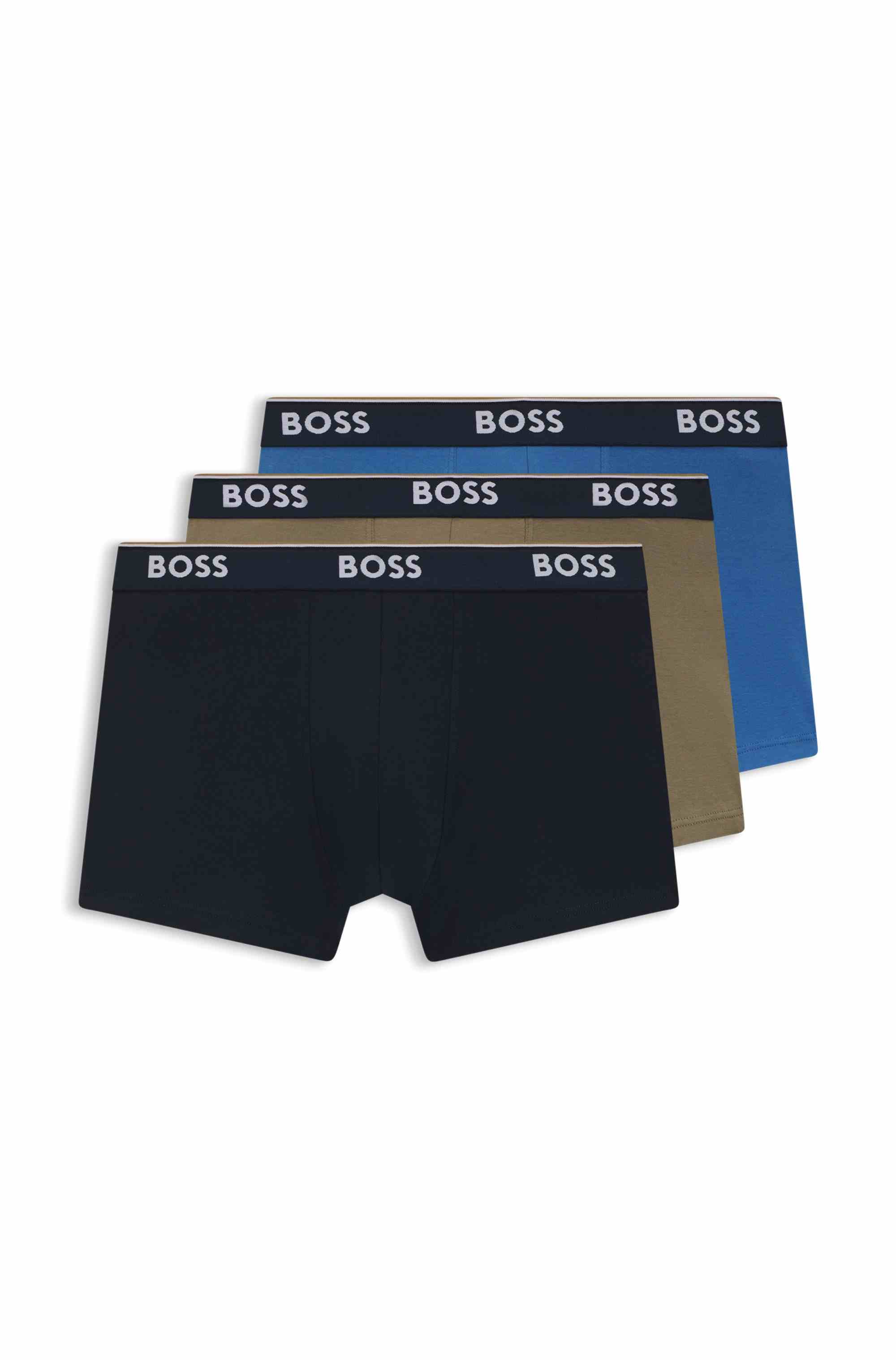 Three-pack of stretch-cotton trunks with logo waistbands