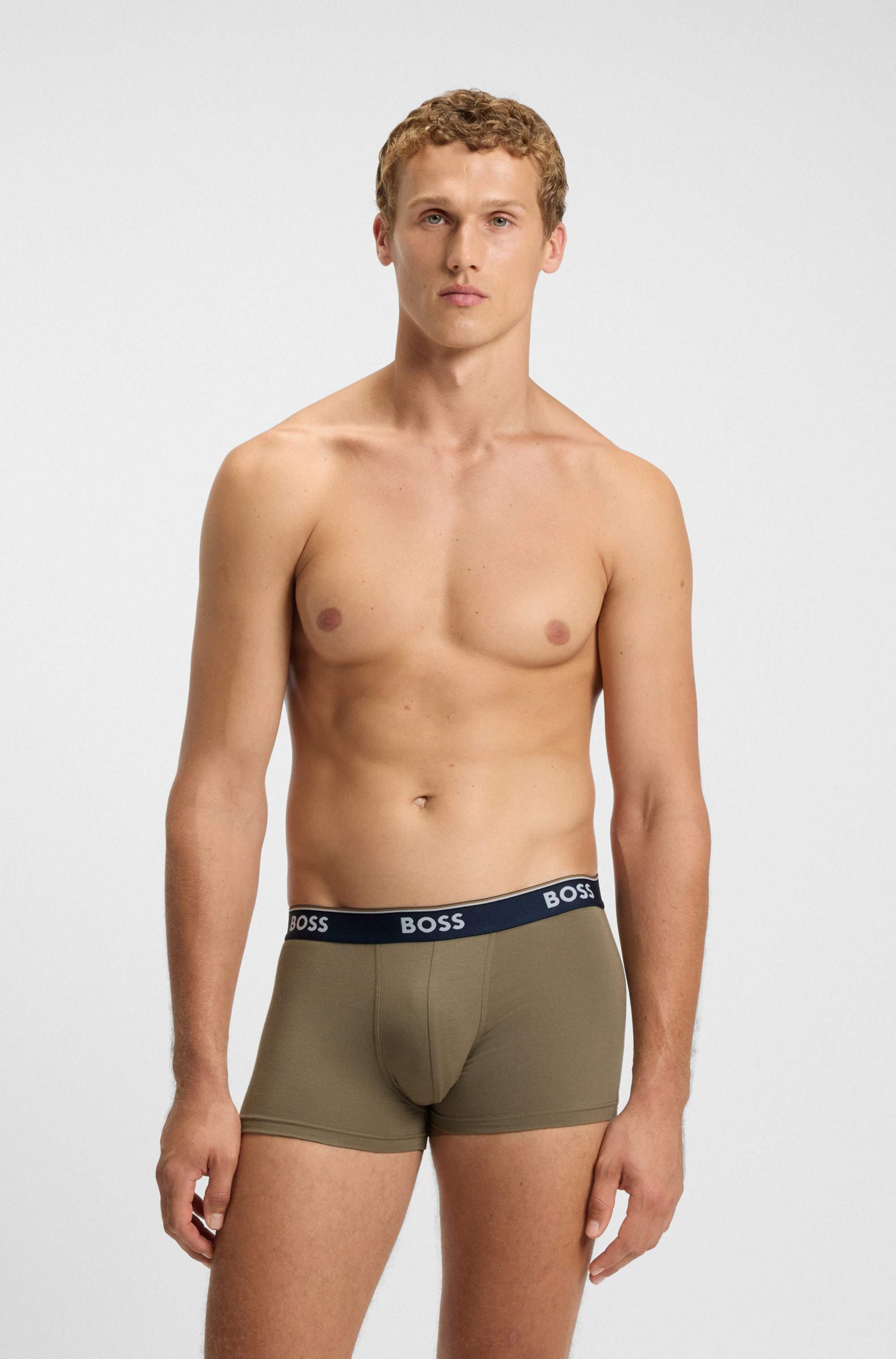 Three-pack of stretch-cotton trunks with logo waistbands