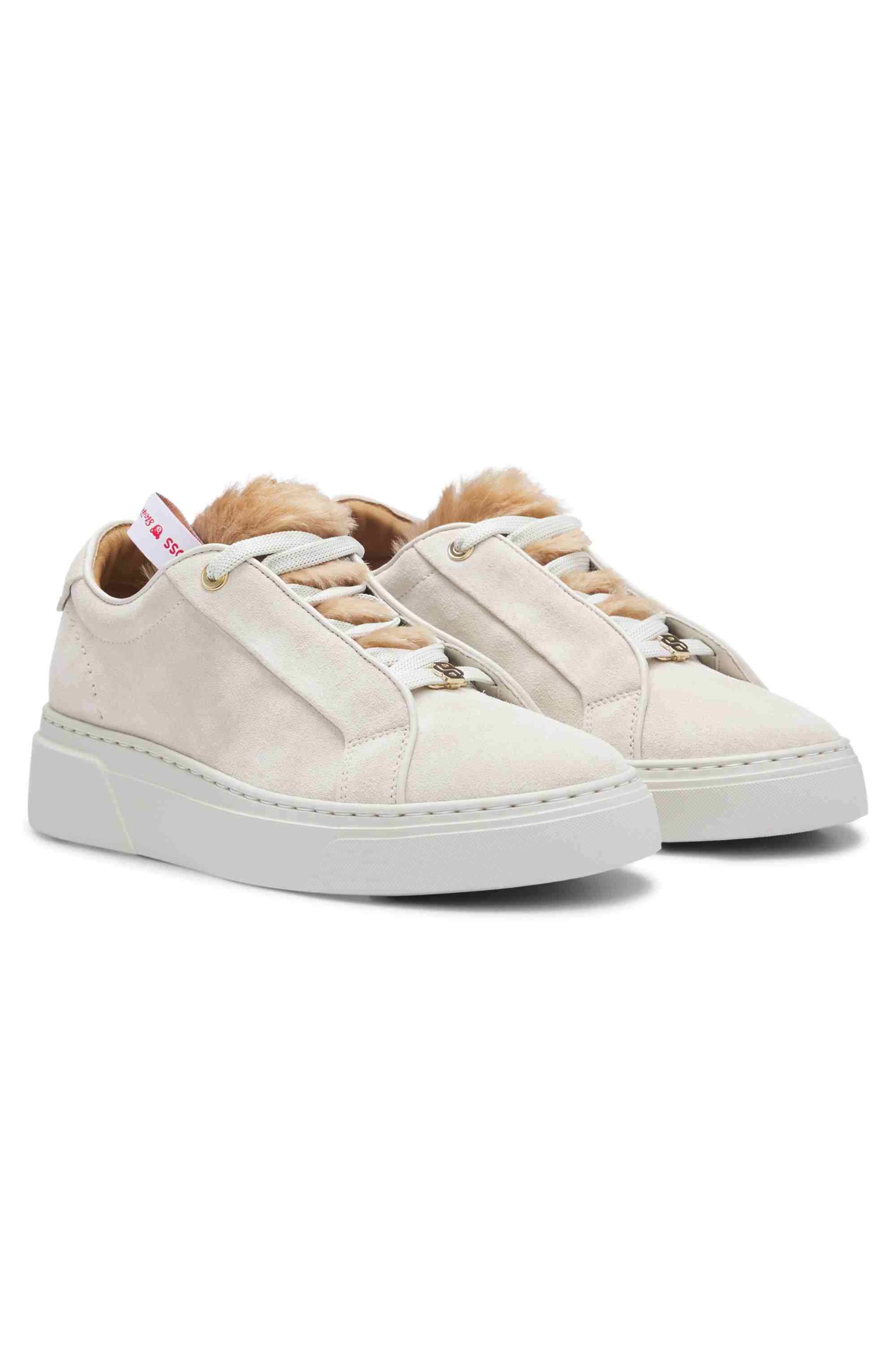 BOSS x Steiff suede trainers with mohair trims
