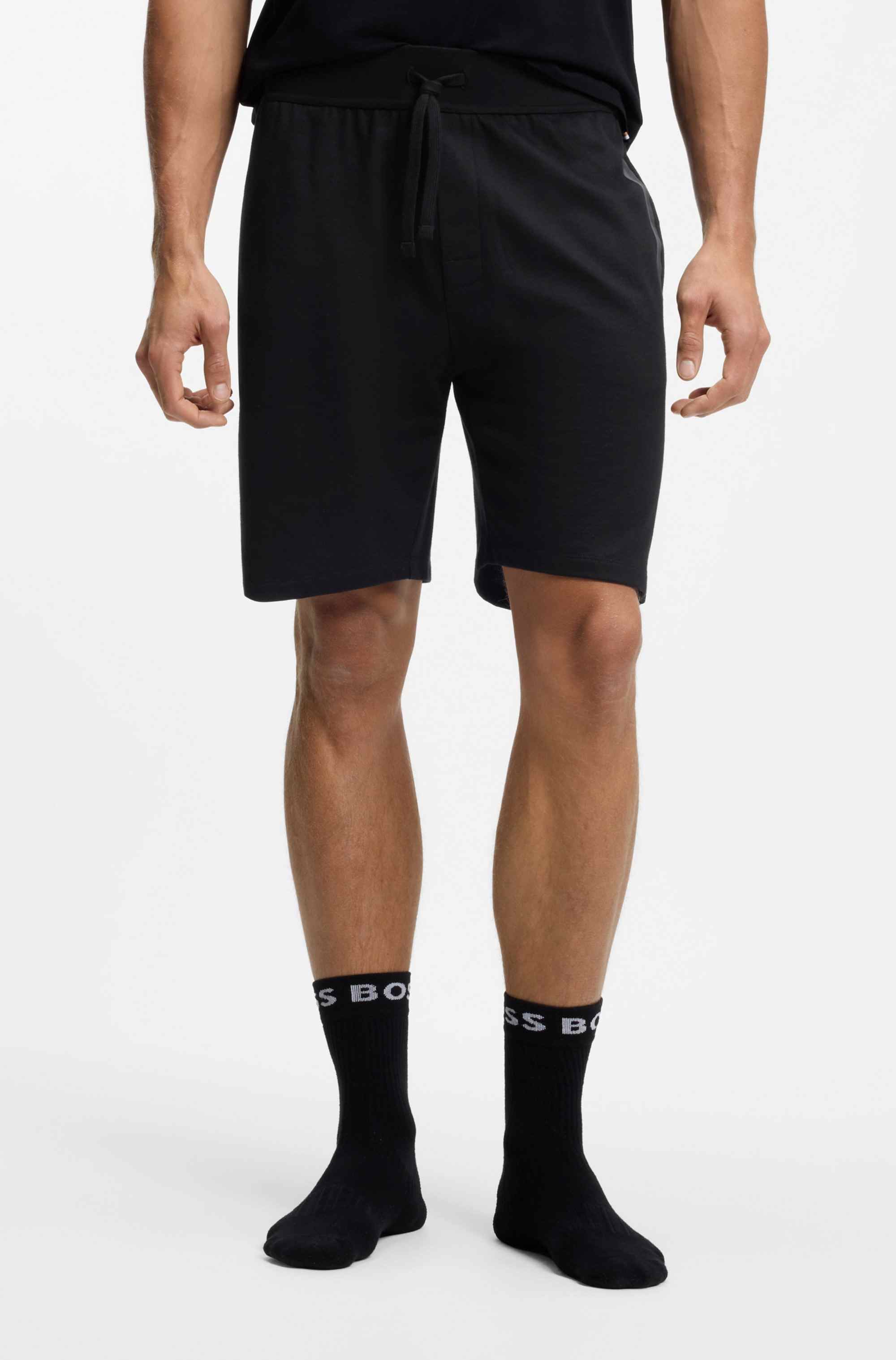 Cotton-terry shorts with stripe and logo
